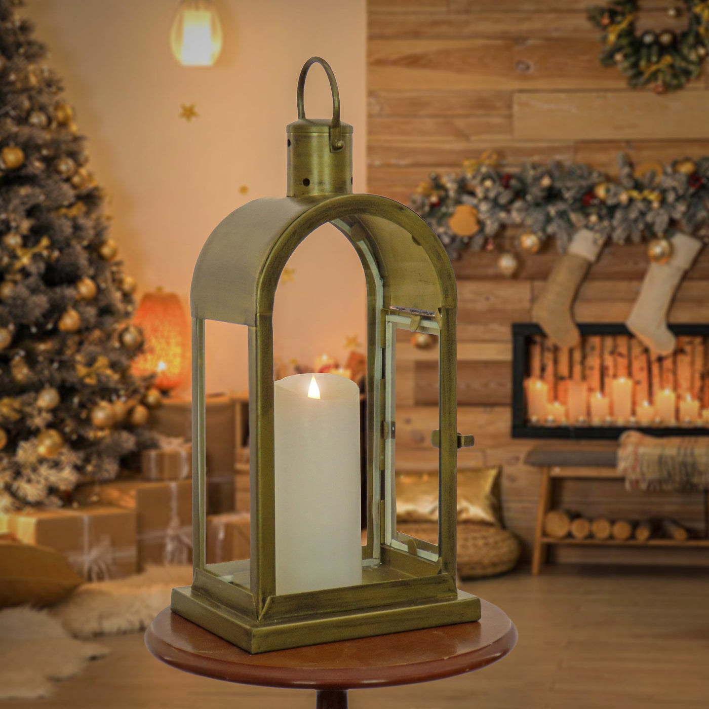 16 in. HGTV Home Collection Antique Bronze Arched Lantern, Small