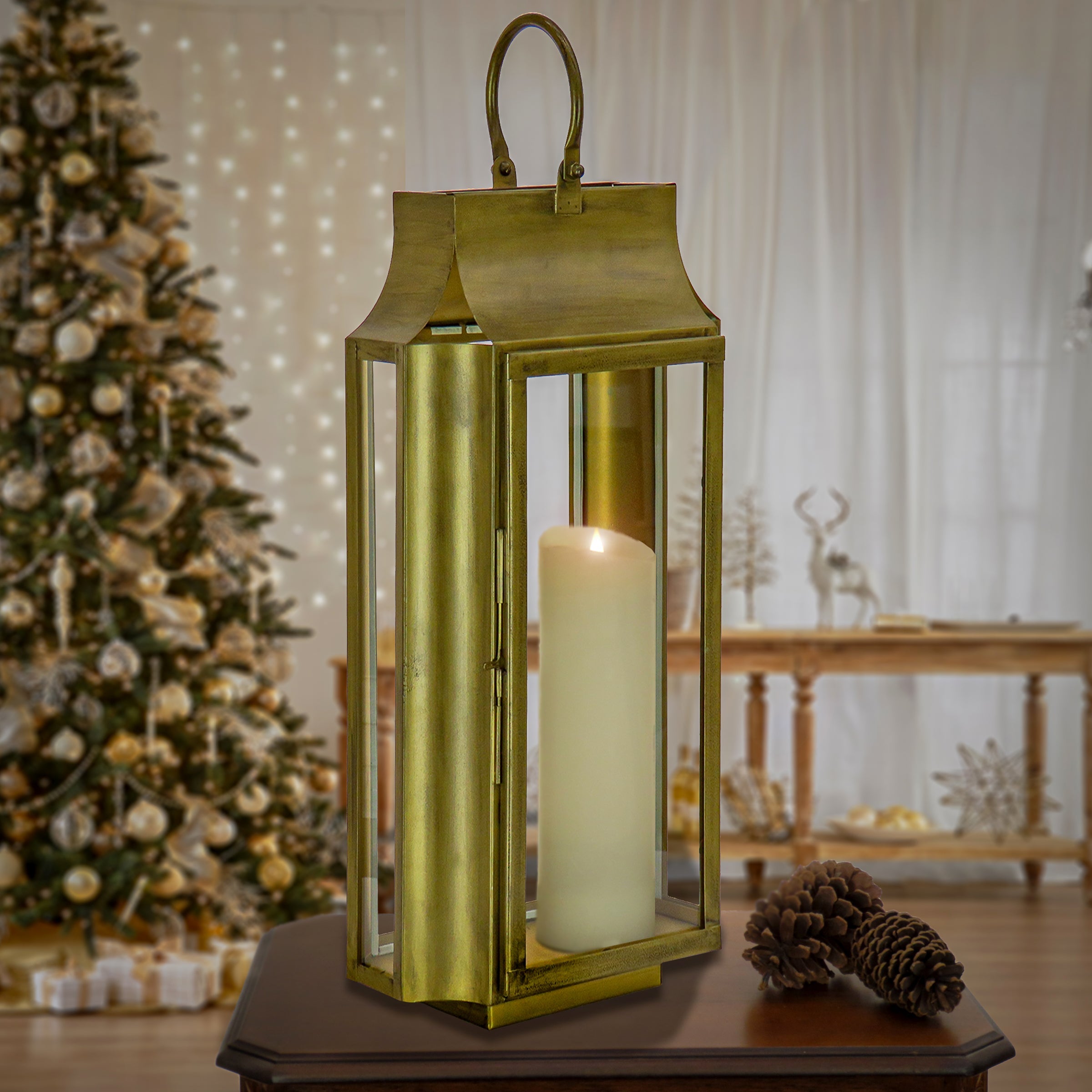 25 in. HGTV Home Collection Antique Bronze Lantern, Large