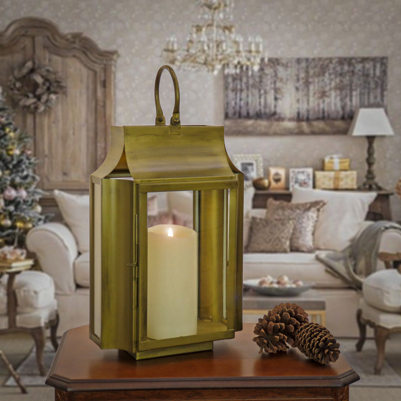 18 in. HGTV Home Collection Antique Bronze Lantern, Small