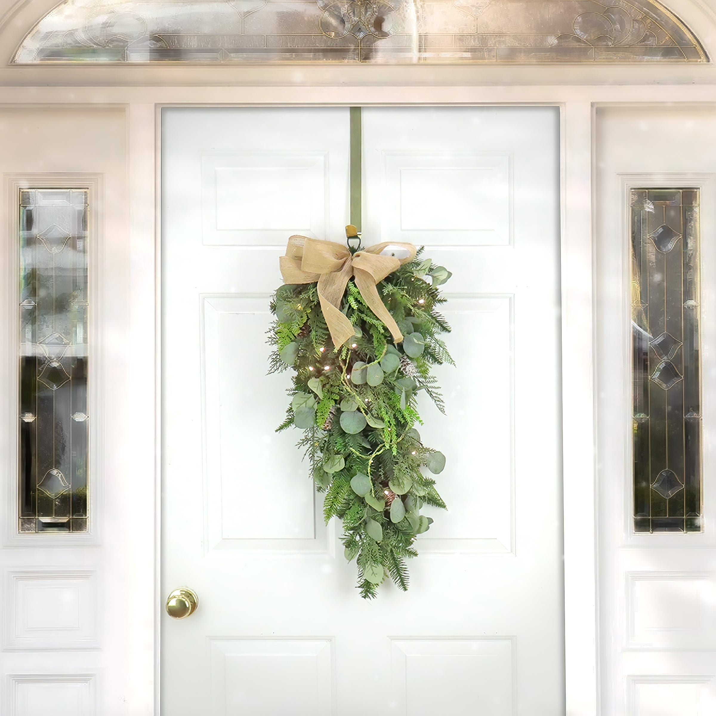 30 in. Pre-Lit HGTV Home Collection Eucalyptus Mixed Tip Swag with LED Lights