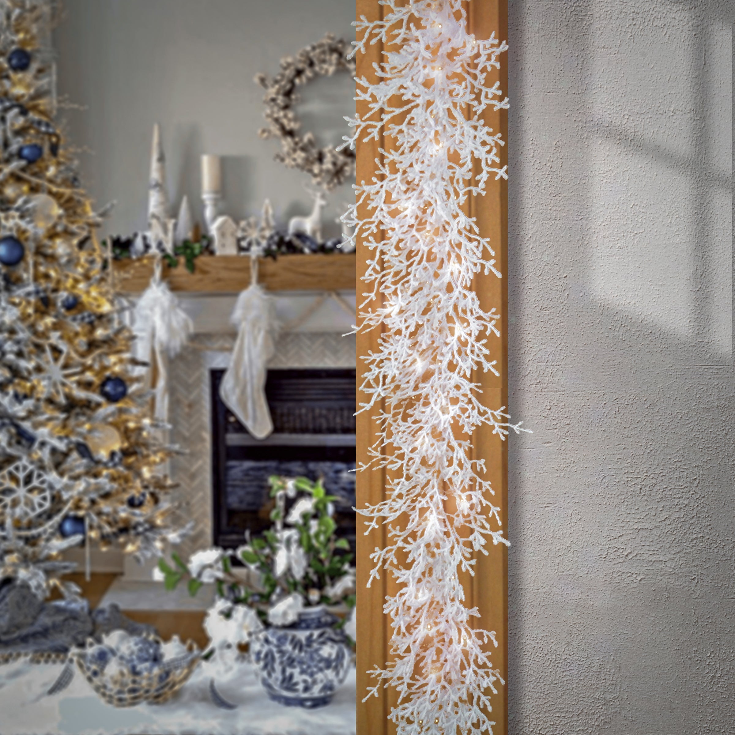 9 ft. Pre-Lit HGTV Home Collection Christmas by the Sea Coral Garland