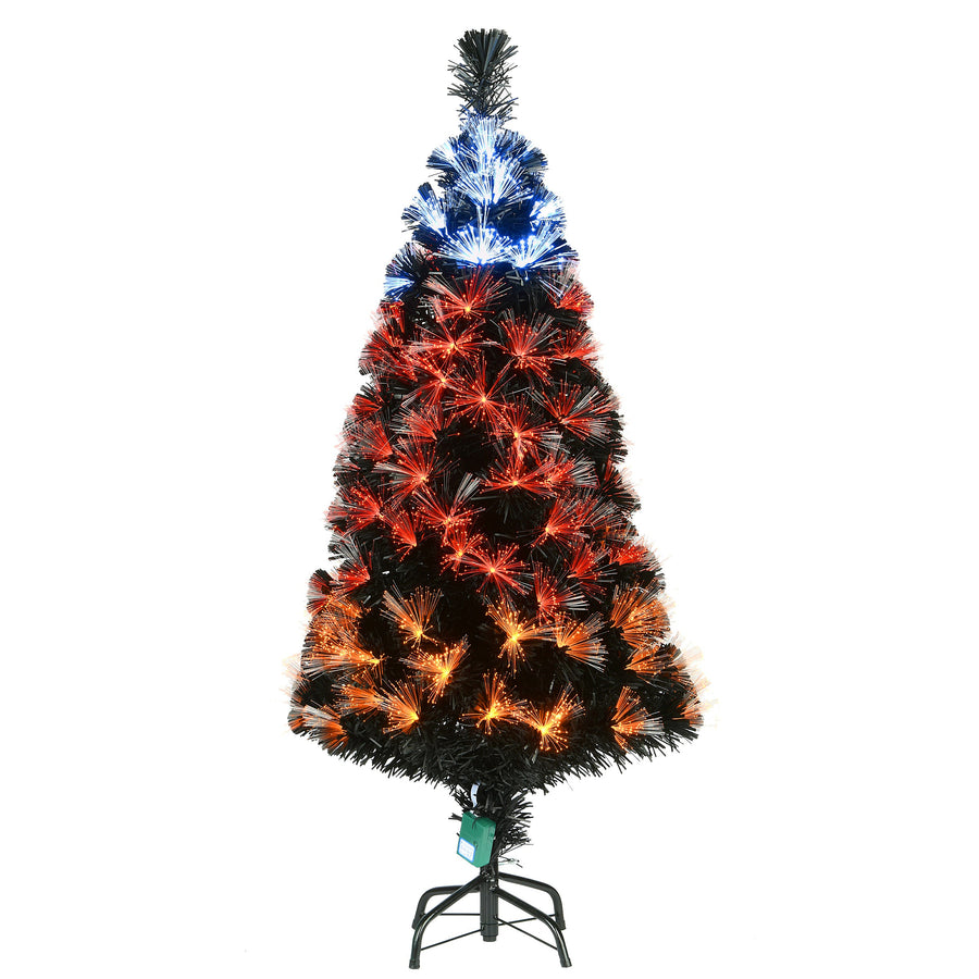 4 ft. Halloween Pre-Lit Black Tree with Fiber Optic, Candy Corn LED Light