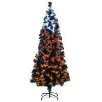 6 ft. Halloween Pre-Lit Black Tree with Fiber Optic, Candy Corn LED Lights