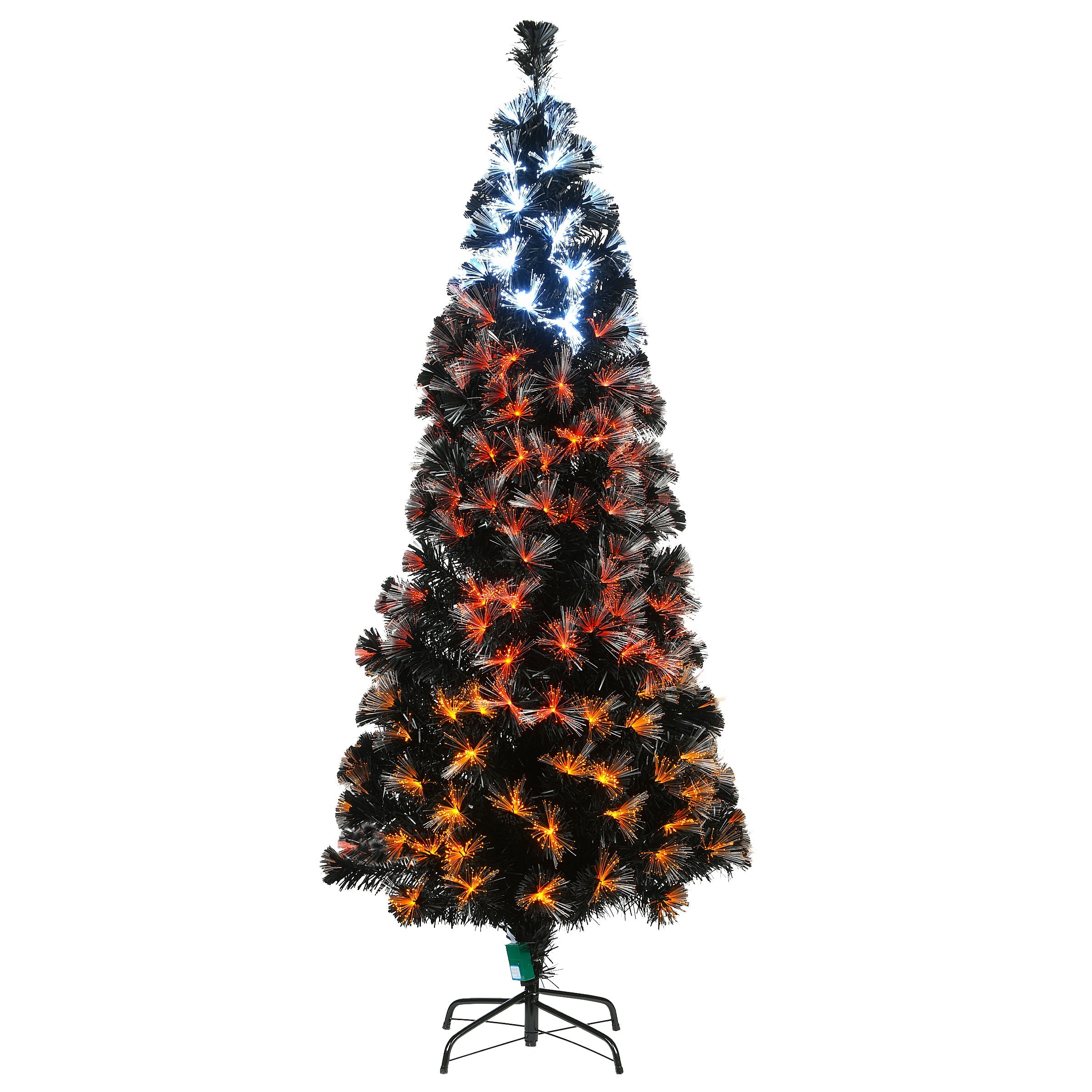 6 ft. Halloween Pre-Lit Black Tree with Fiber Optic, Candy Corn LED Lights