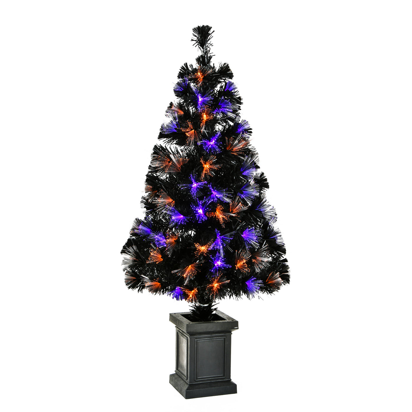 4 ft. Halloween Pre Lit Black Tree Decoration with Fiber Optic, LED Lights