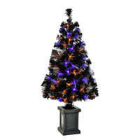 4 ft. Halloween Pre Lit Black Tree Decoration with Fiber Optic, LED Lights
