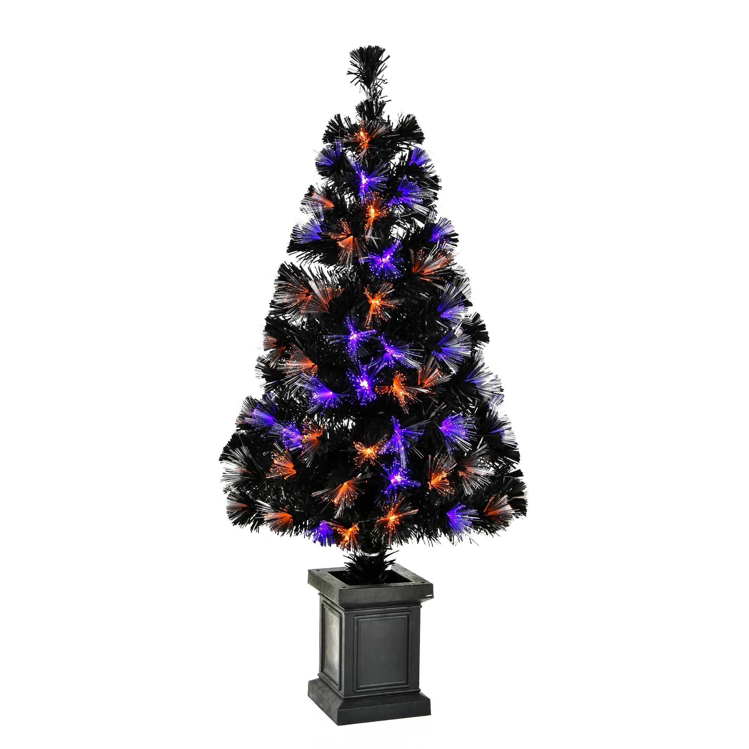 4 ft. Halloween Pre Lit Black Tree Decoration with Fiber Optic, LED Lights