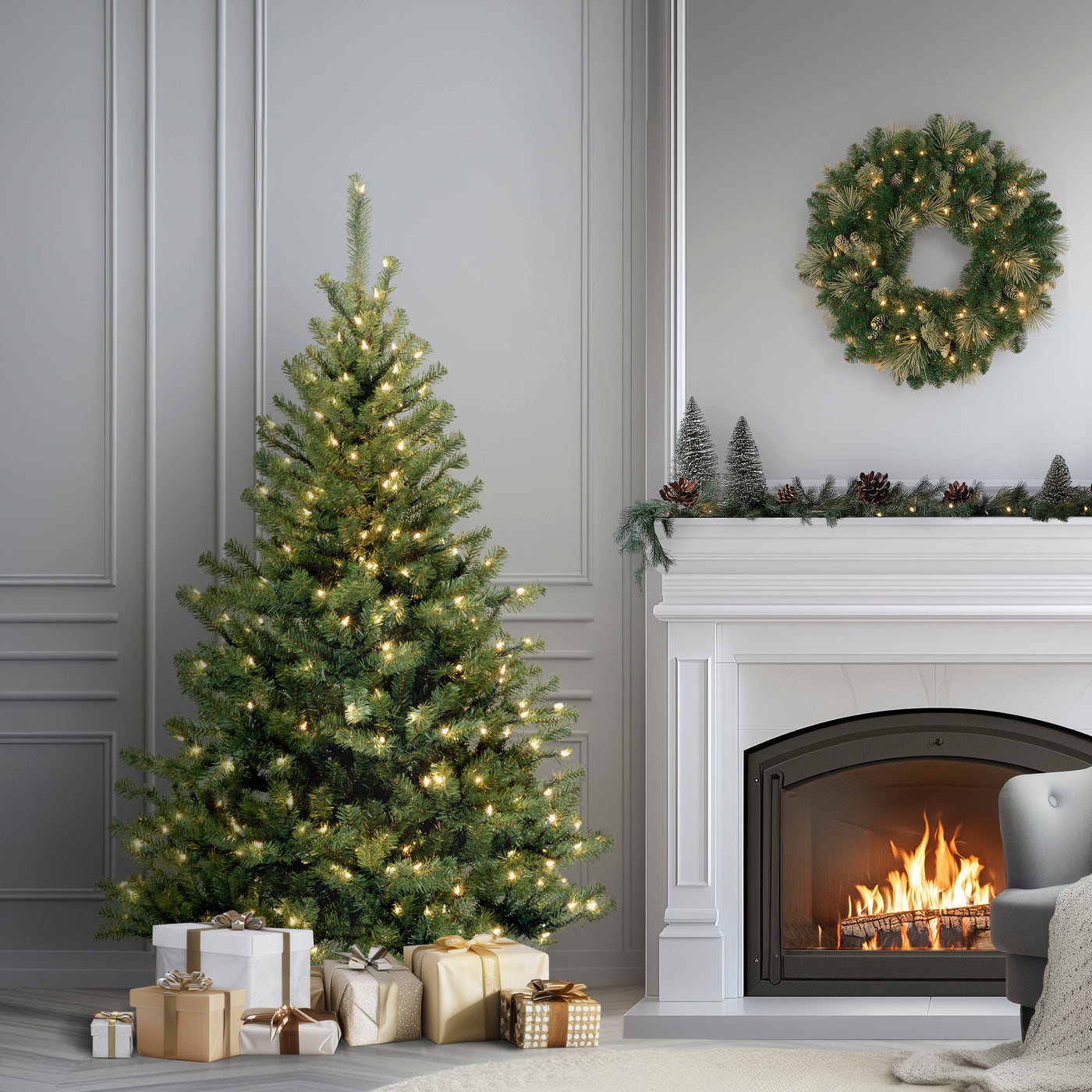 6 ft. Pre-Lit Kincaid Spruce Tree with Clear Lights