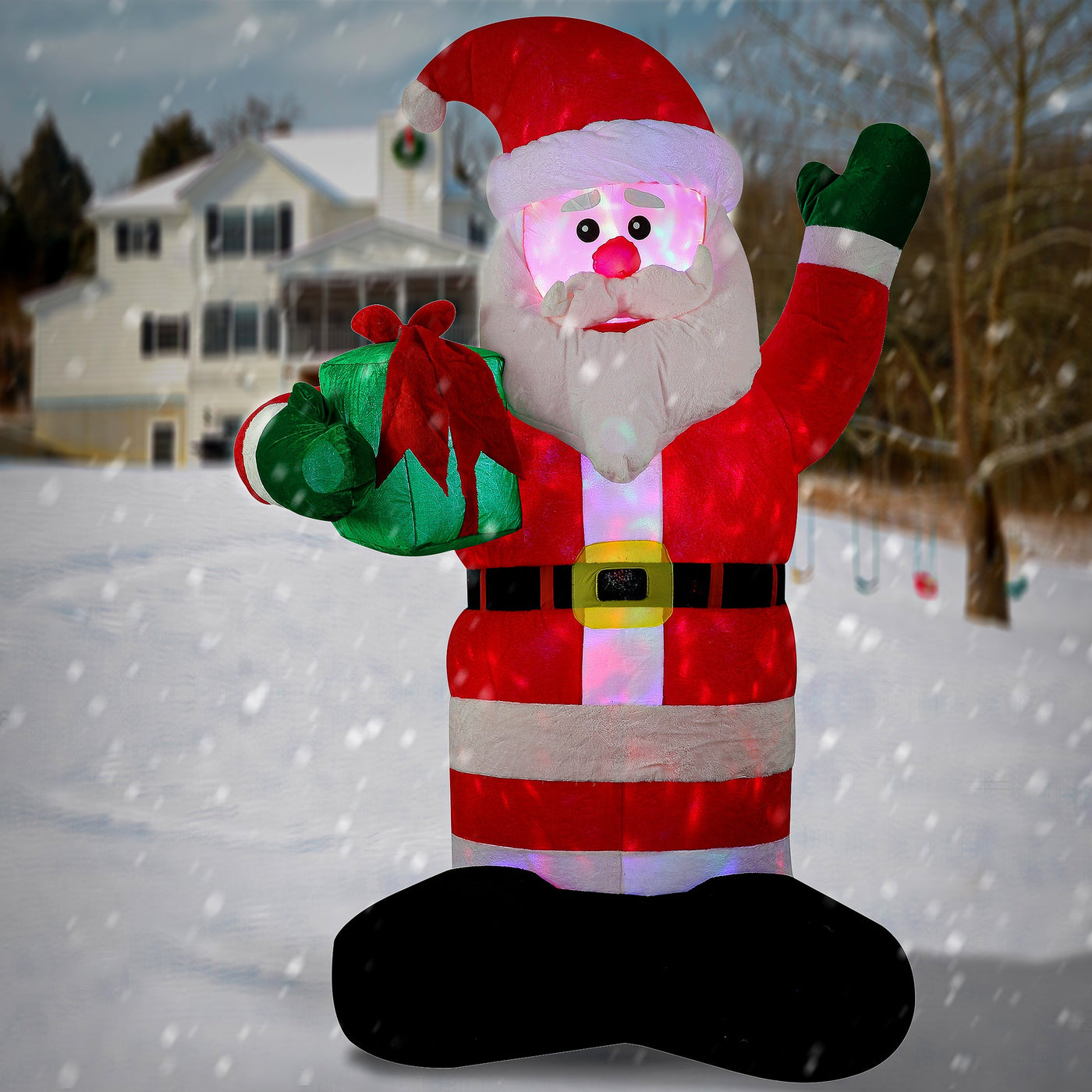 8 ft. Inflatable Santa with Gift with LED Lights