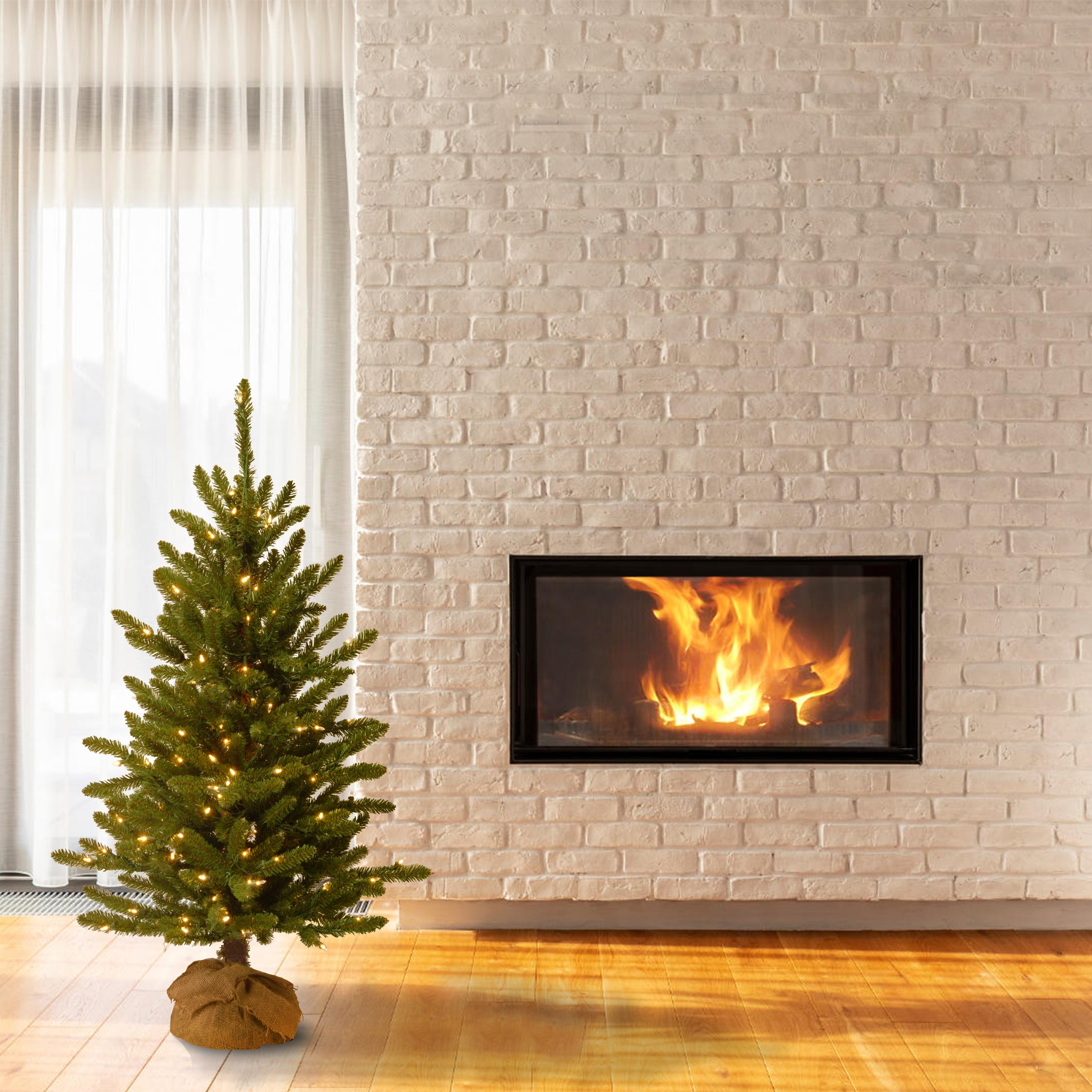 4 ft. Pre-Lit Kensington Fir Tree in a Burlap Sack with Clear Lights