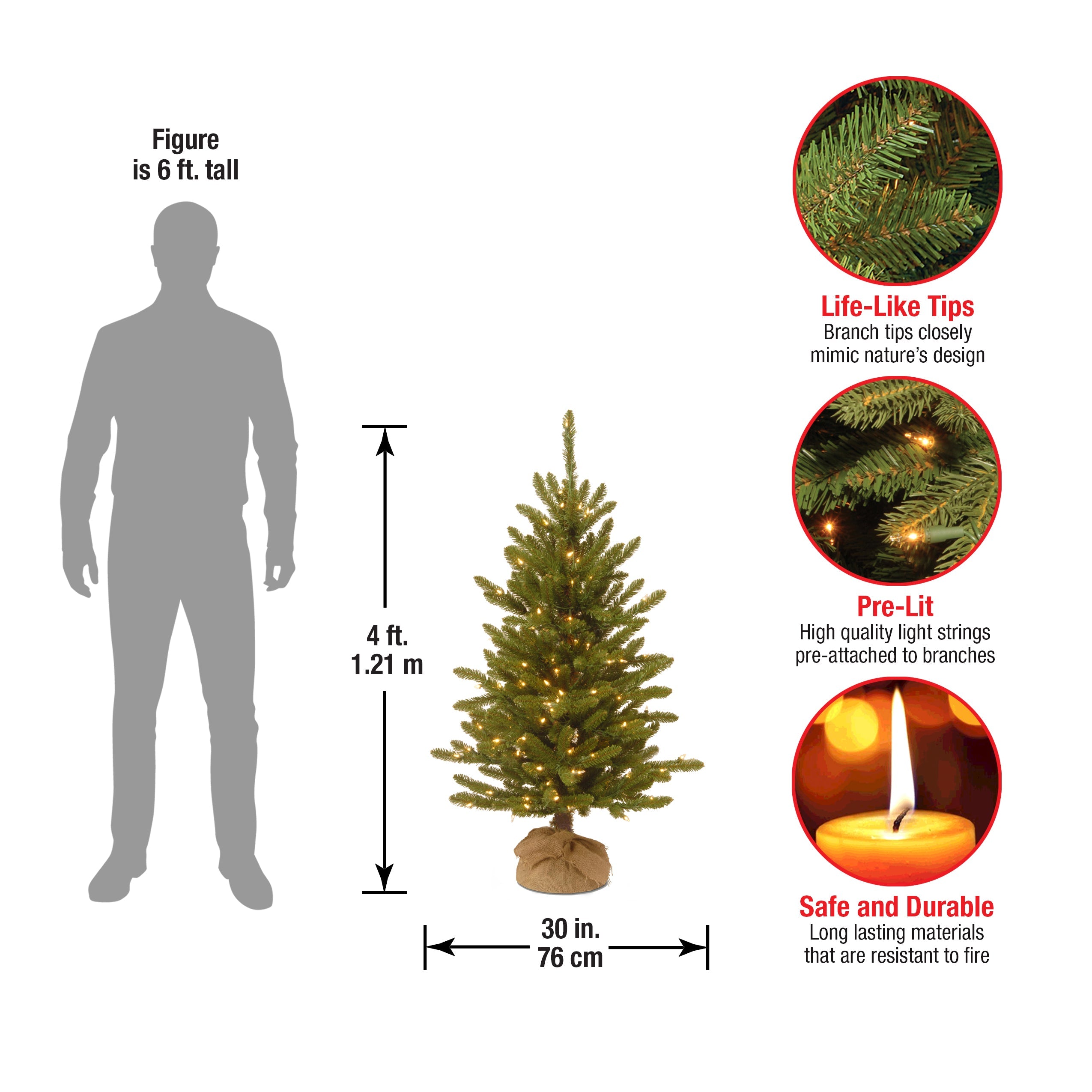 4 ft. Pre-Lit Kensington Fir Tree in a Burlap Sack with Clear Lights