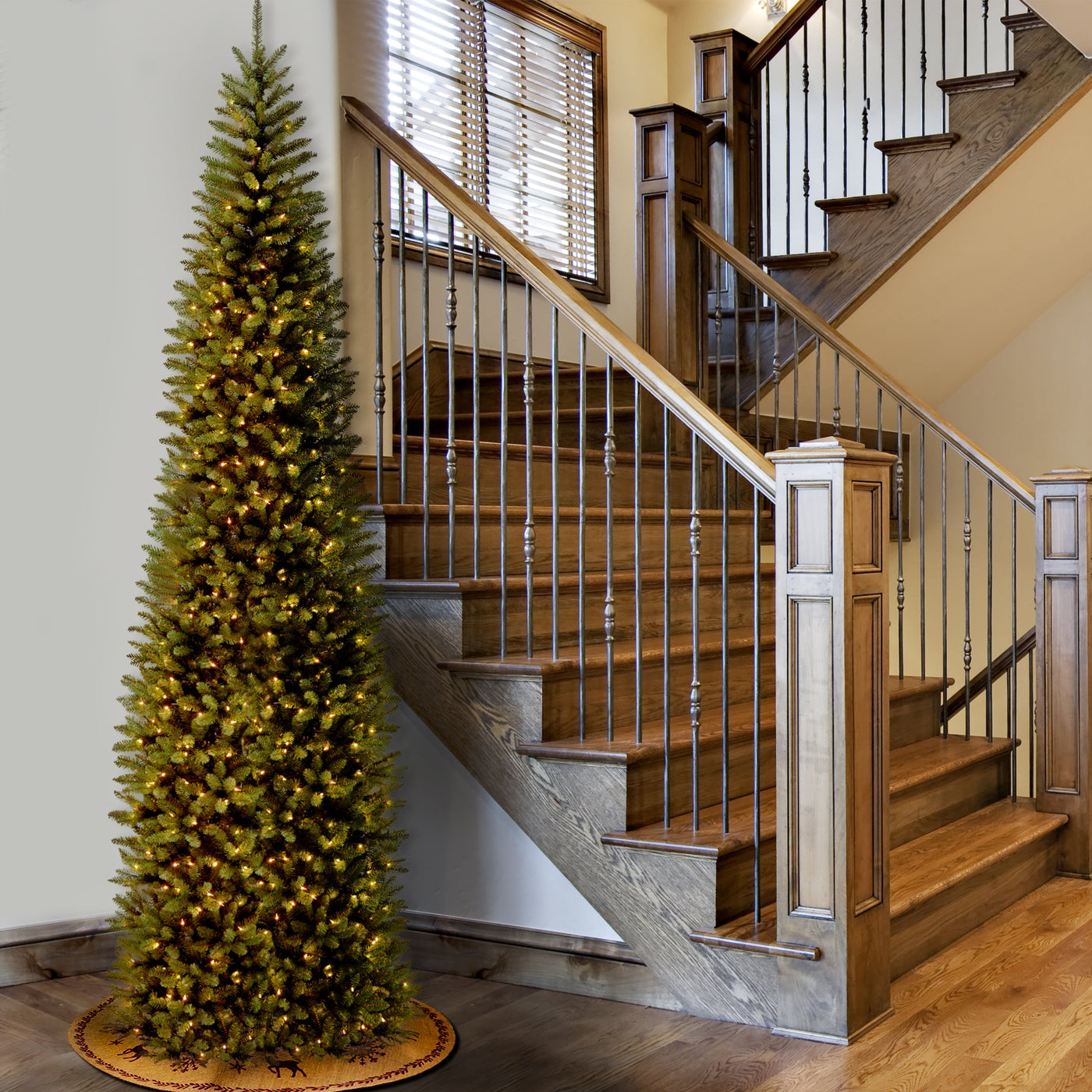 10 ft.Pre-Lit Kingswood Fir Pencil Slim Tree with Clear Lights