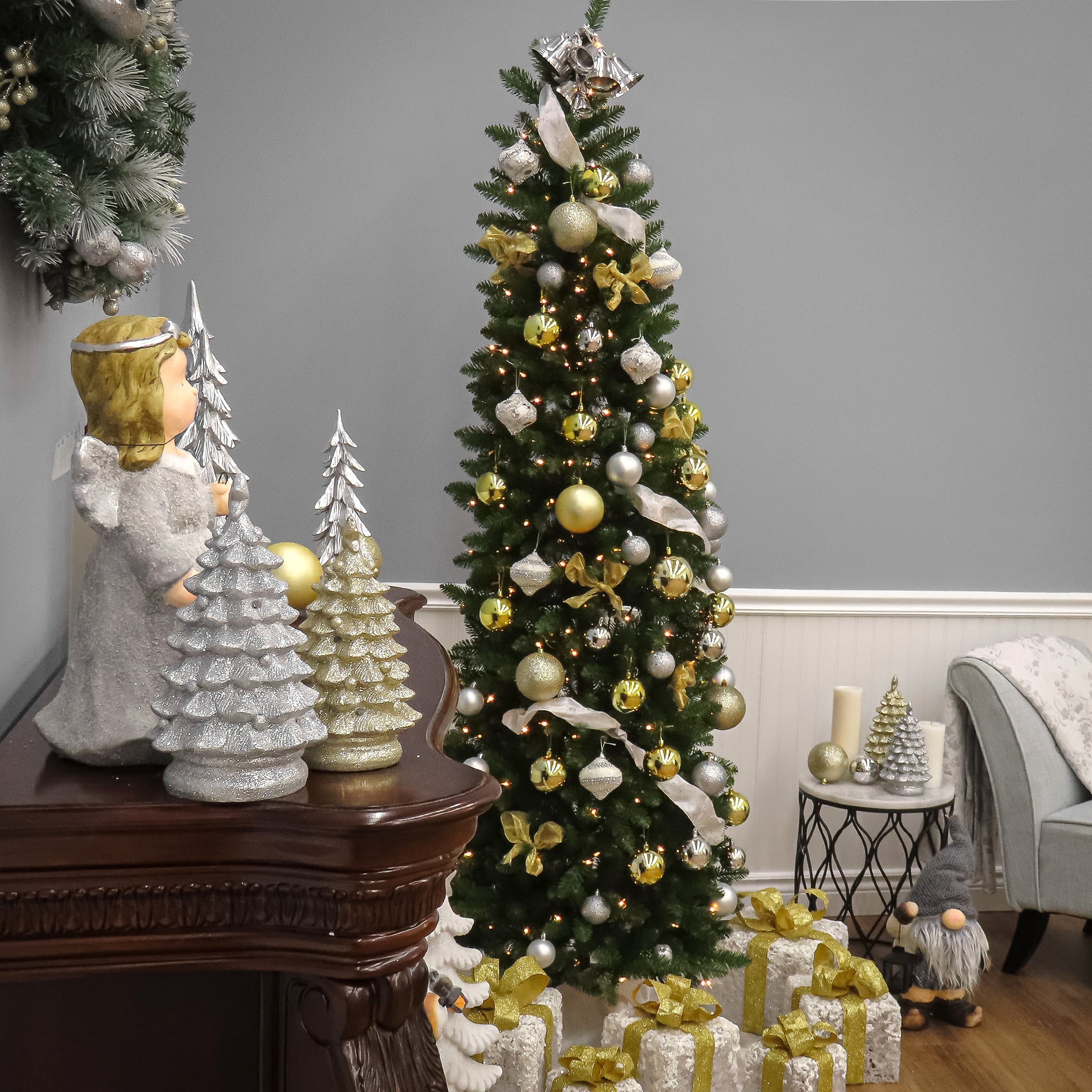 7.5 ft. Pre-Lit Kingswood Fir Pencil Tree with Clear Lights