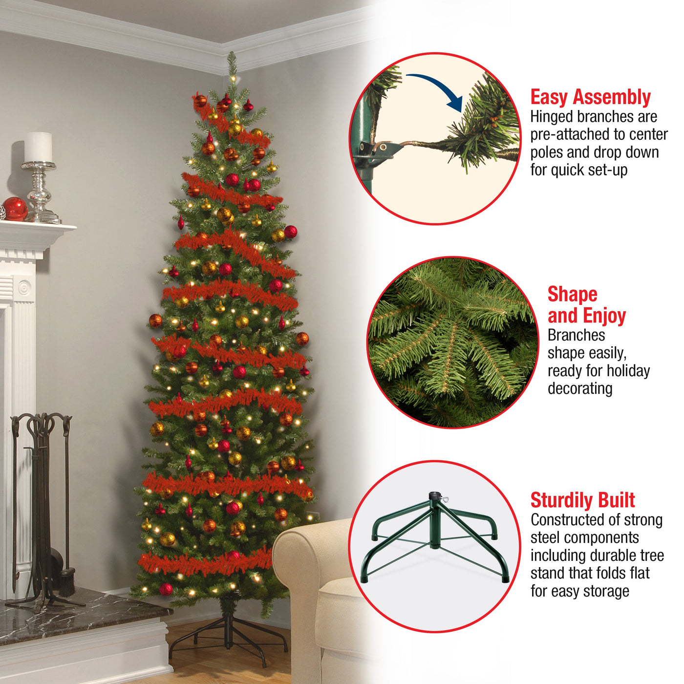 7.5 ft. Pre-Lit Kingswood Fir Pencil Tree with Clear Lights