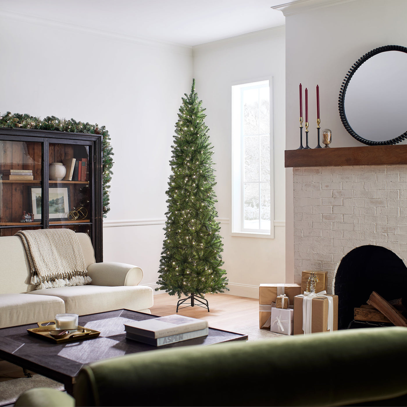 7.5 ft. Pre-Lit Kingswood Fir Pencil Tree with Clear Lights