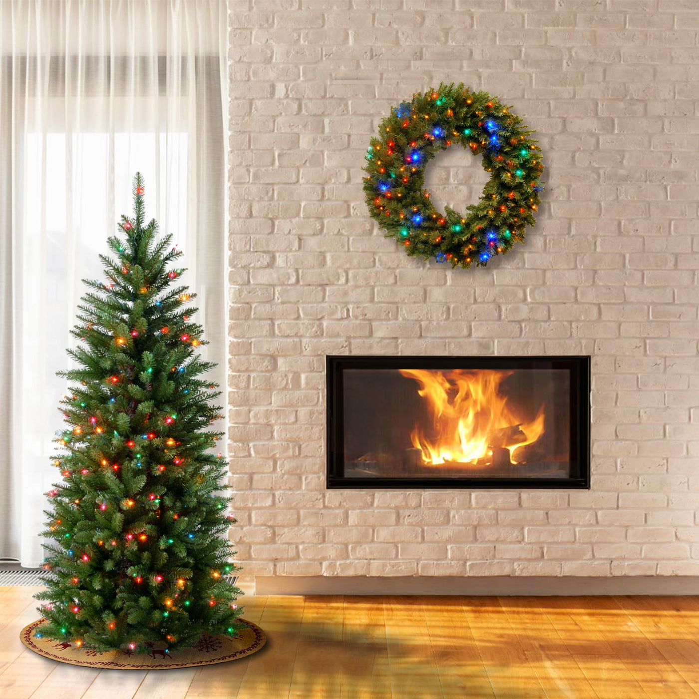 4.5 ft. Pre-Lit Kingswood Fir Pencil Tree with Multicolor Lights