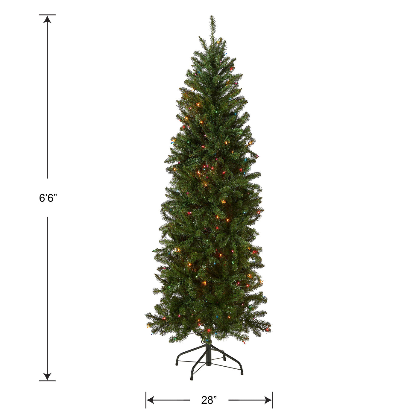 6.5 ft. Pre-Lit Kingswood Fir Pencil Tree with Multicolor Lights