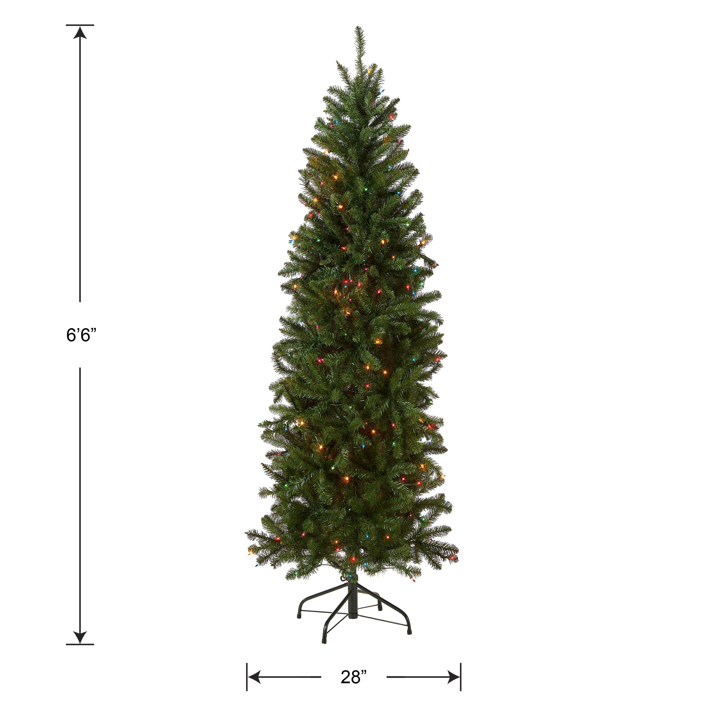 6.5 ft. Pre-Lit Kingswood Fir Pencil Tree with Multicolor Lights