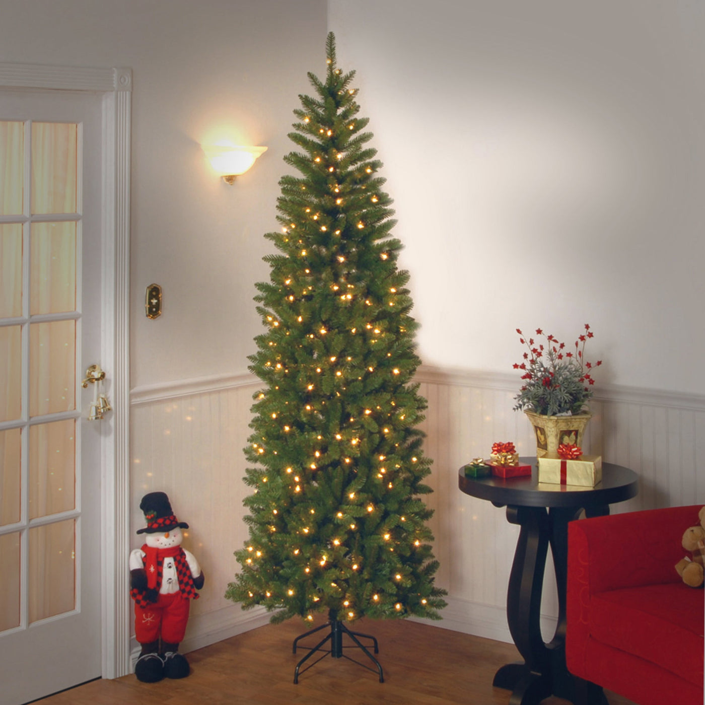 7.5 ft. Pre-Lit Kingswood Fir Slim Tree with PowerConnect Dual Color LED Lights