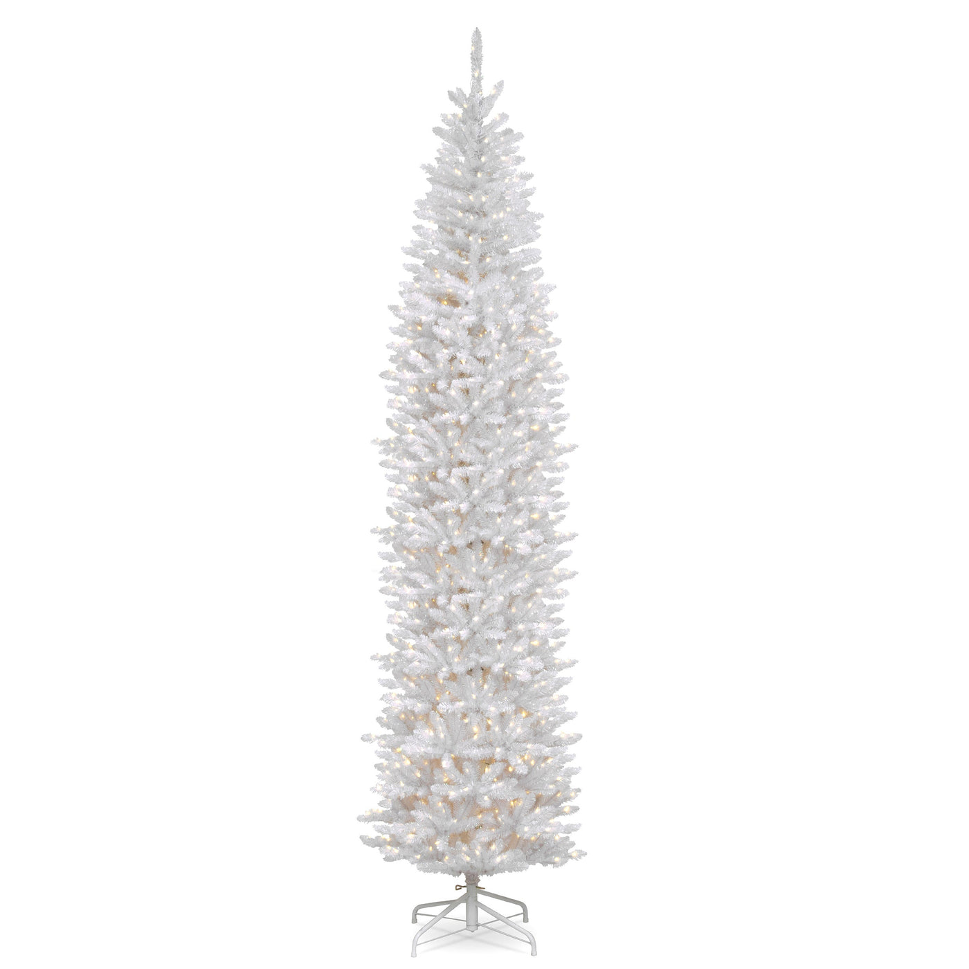 12 ft.Pre-Lit Kingswood Fir White Pencil Slim Tree with Clear Lights
