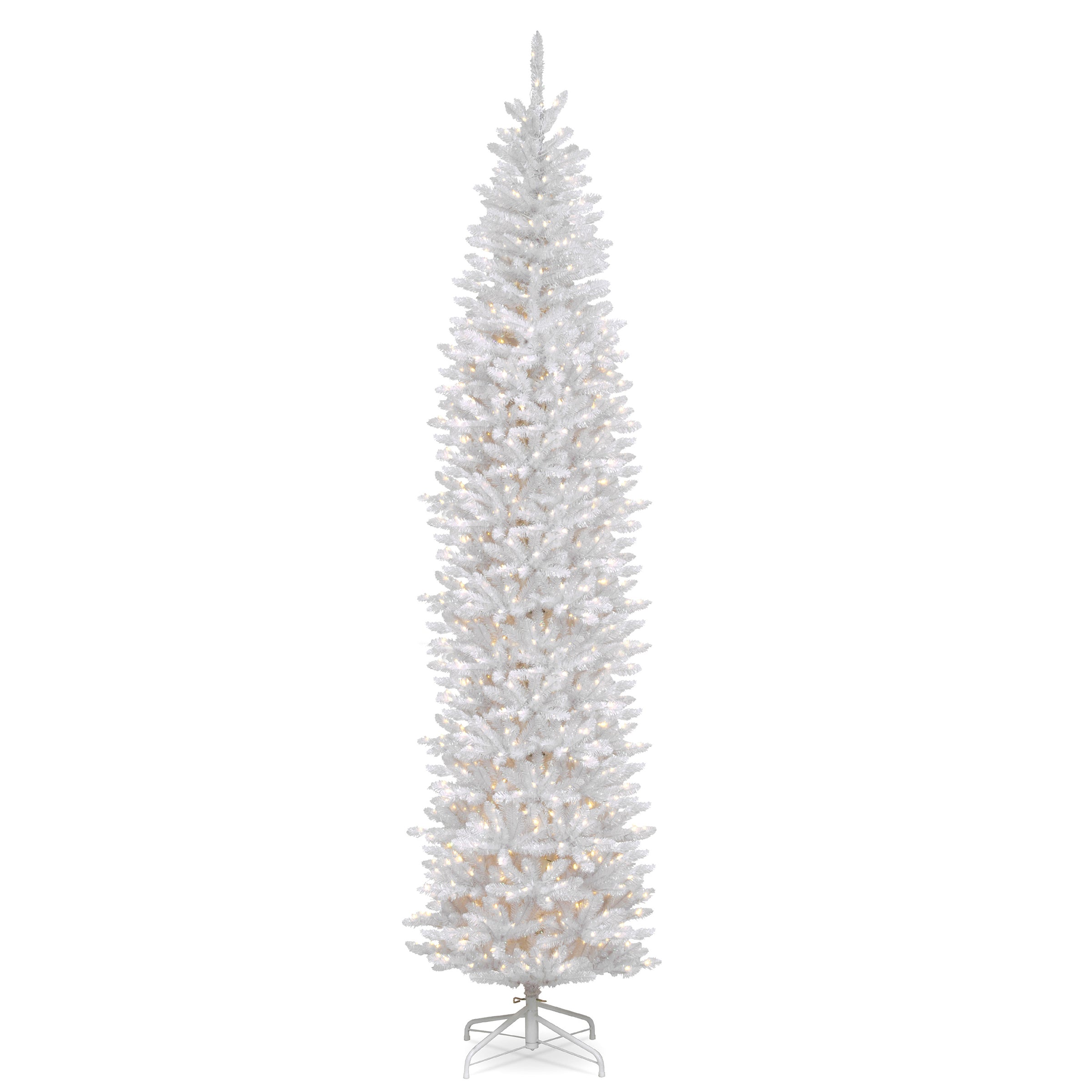 12 ft.Pre-Lit Kingswood Fir White Pencil Slim Tree with Clear Lights