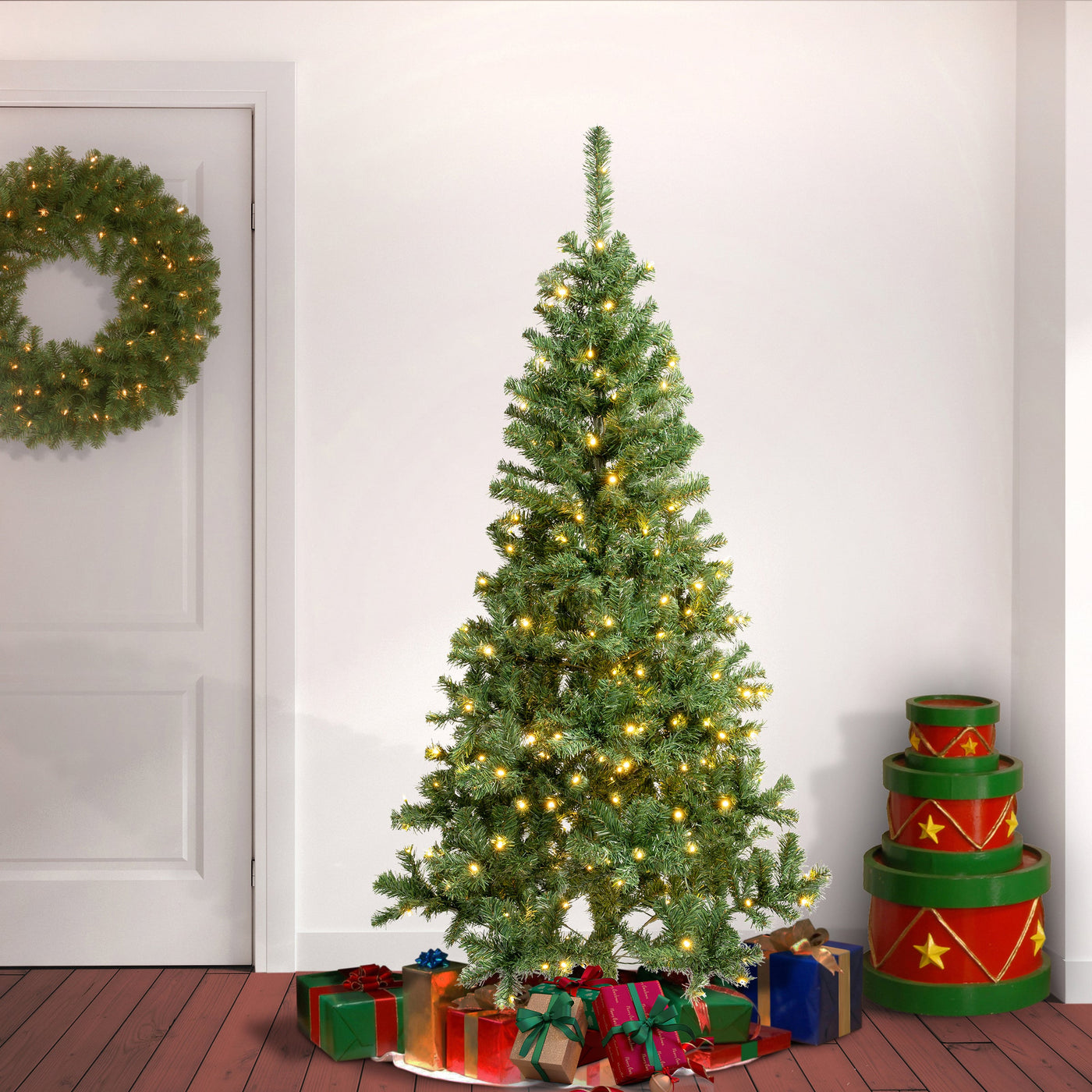 6 ft. Pre-Lit Linden Spruce Tree with Warm White LED Lights