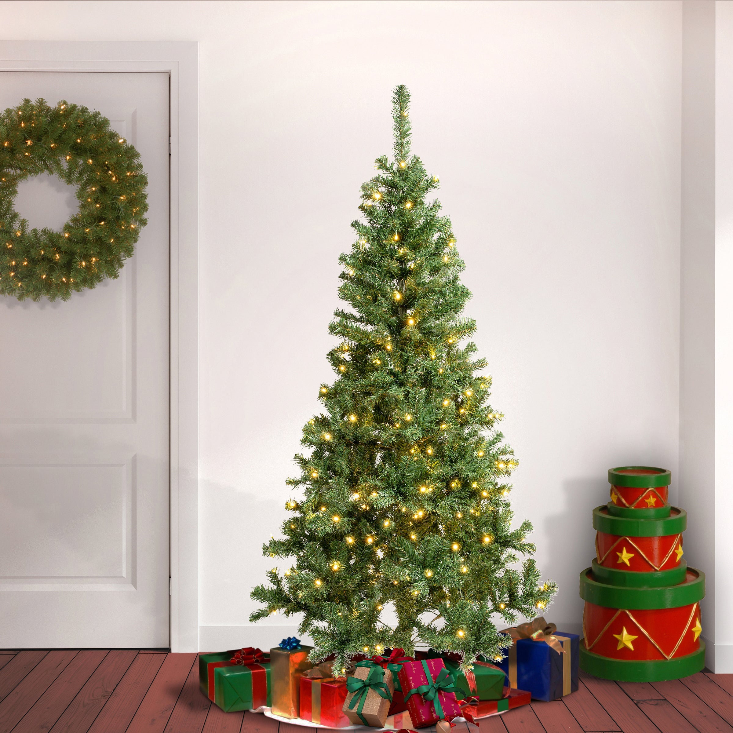 6 ft. Pre-Lit Linden Spruce Tree with Warm White LED Lights