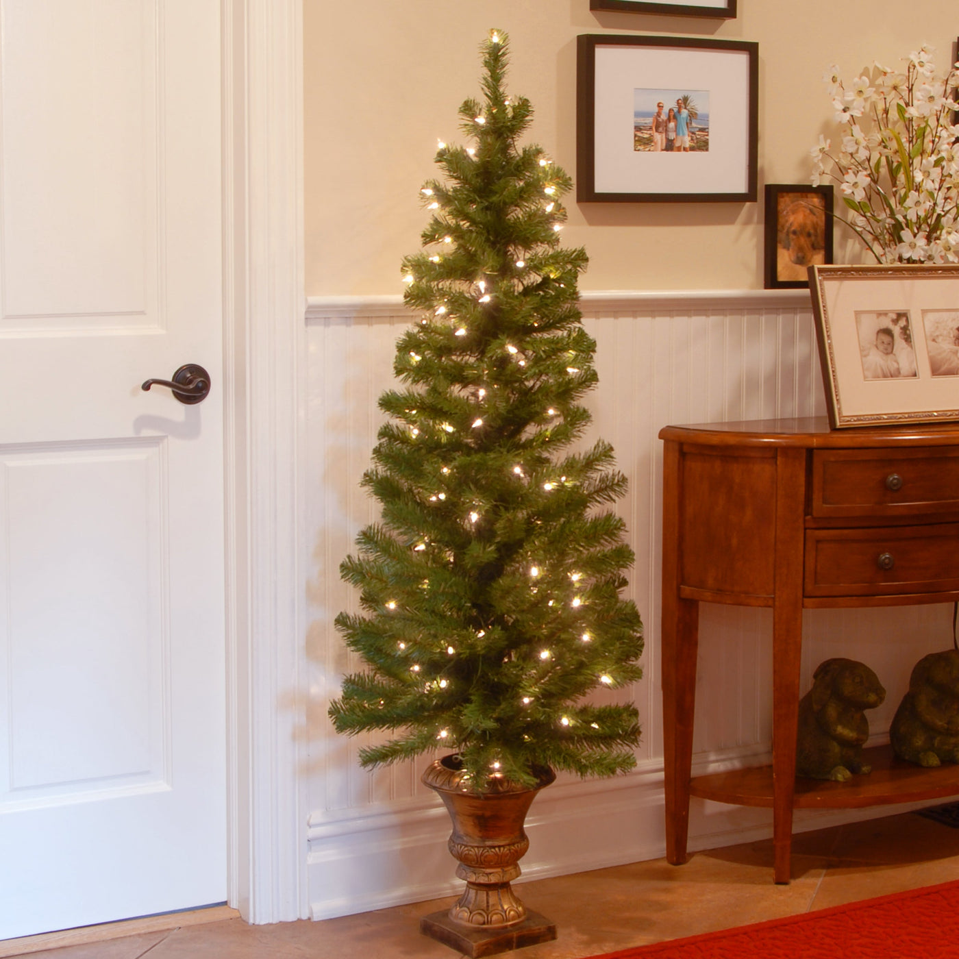 5 ft. Pre-Lit Montclair Spruce Slim Tree with Clear Lights