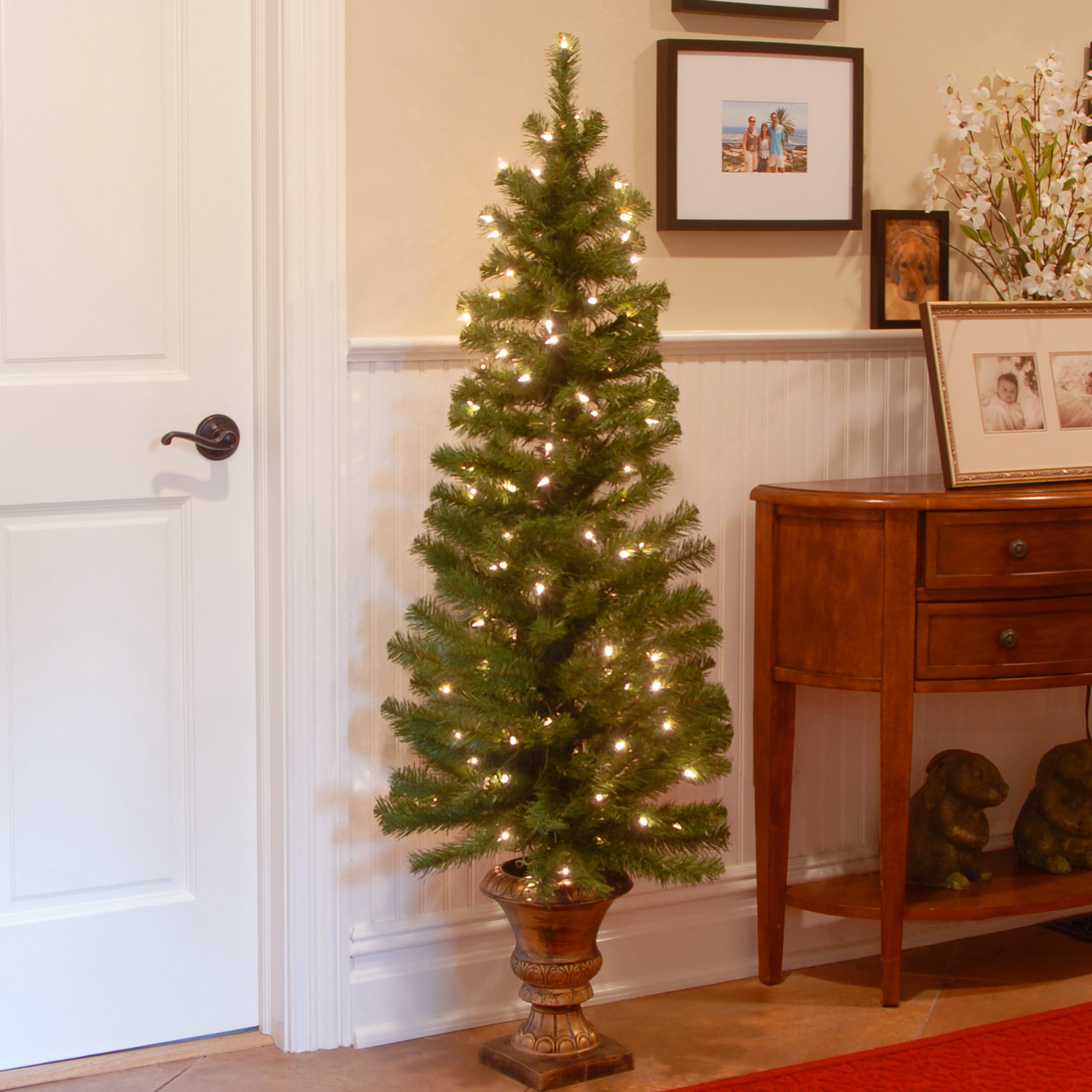 5 ft. Pre-Lit Montclair Spruce Slim Tree with Clear Lights
