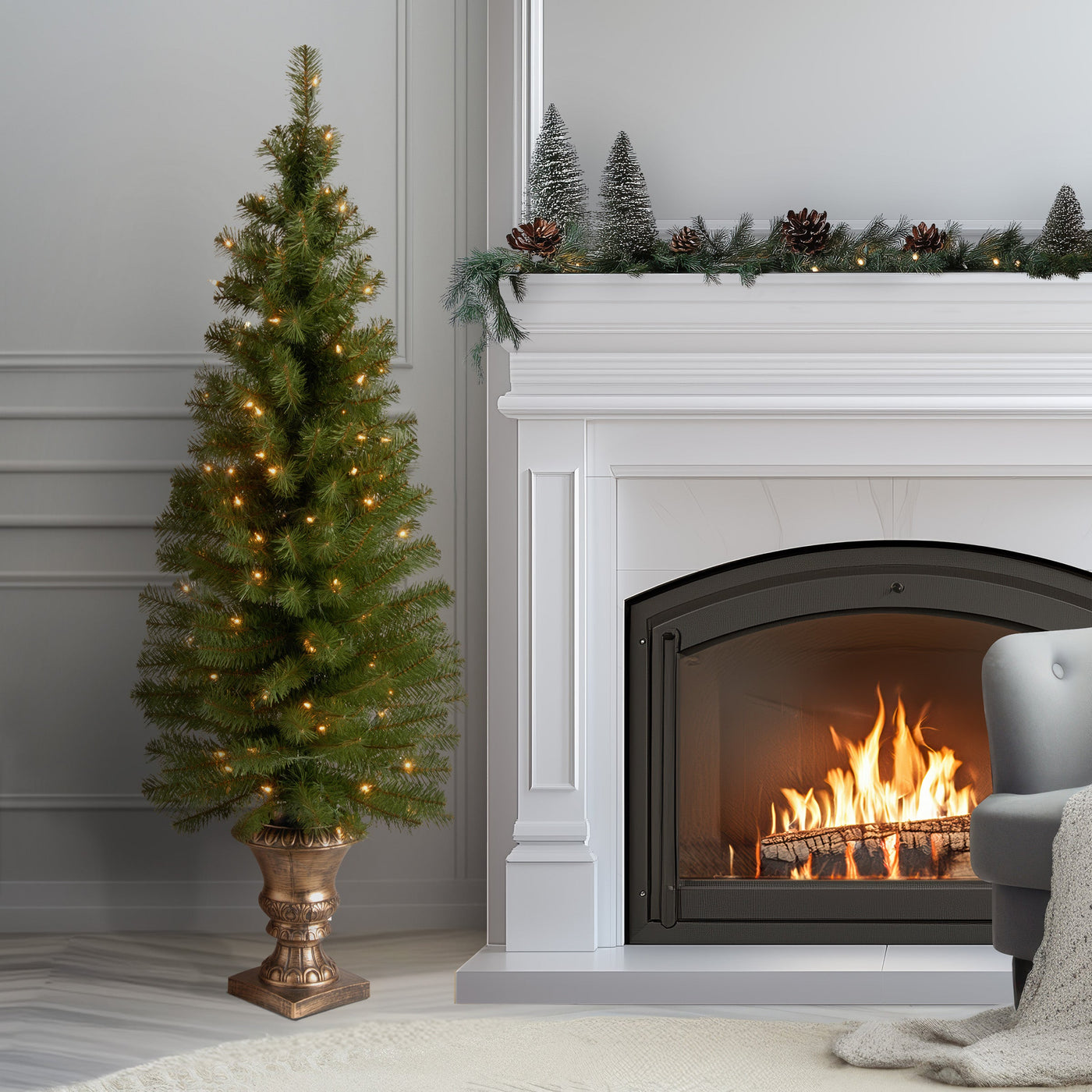 5 ft. Pre-Lit Montclair Spruce Slim Tree with Clear Lights