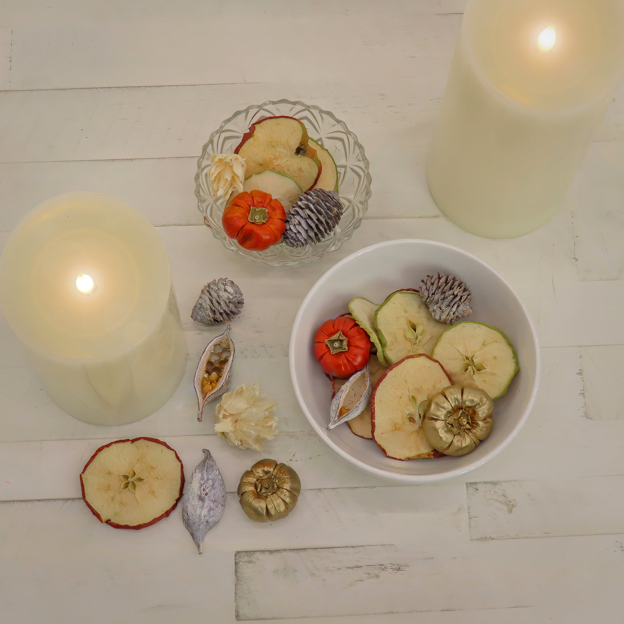 6 in. 250 Gram Mixed Potpourri- Sliced Apples and White Washed Cones