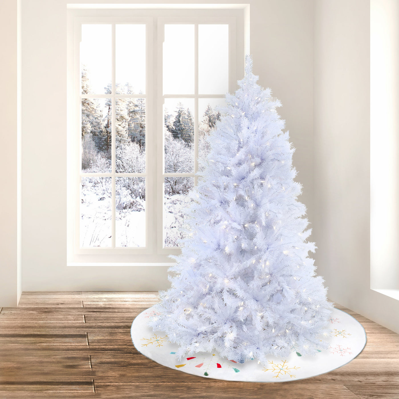 6.5 ft. Pre-Lit Millville White Tree with PowerConnect Warm White LED Lights