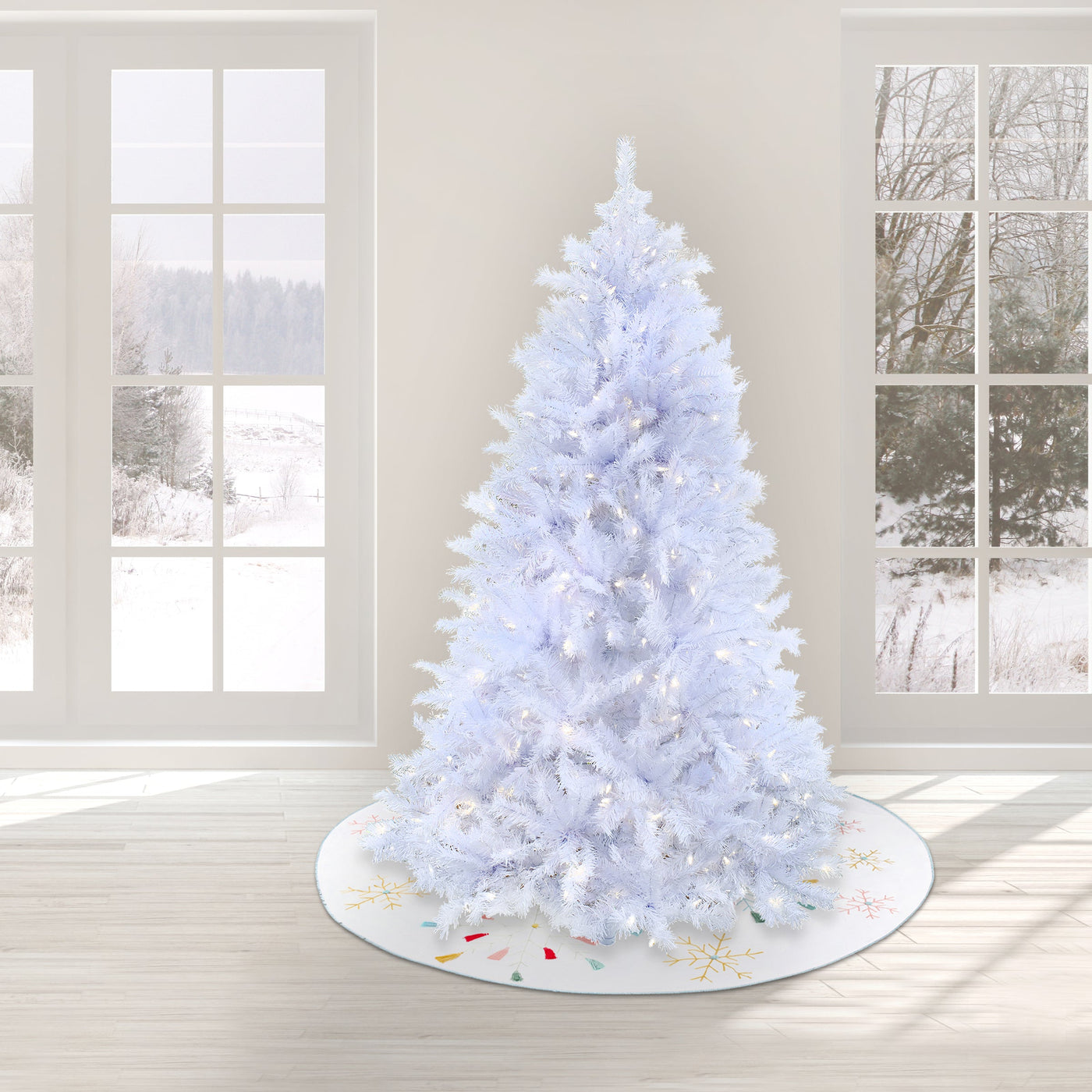 7.5 ft. Pre-Lit Millville White Tree with PowerConnect Warm White LED Lights