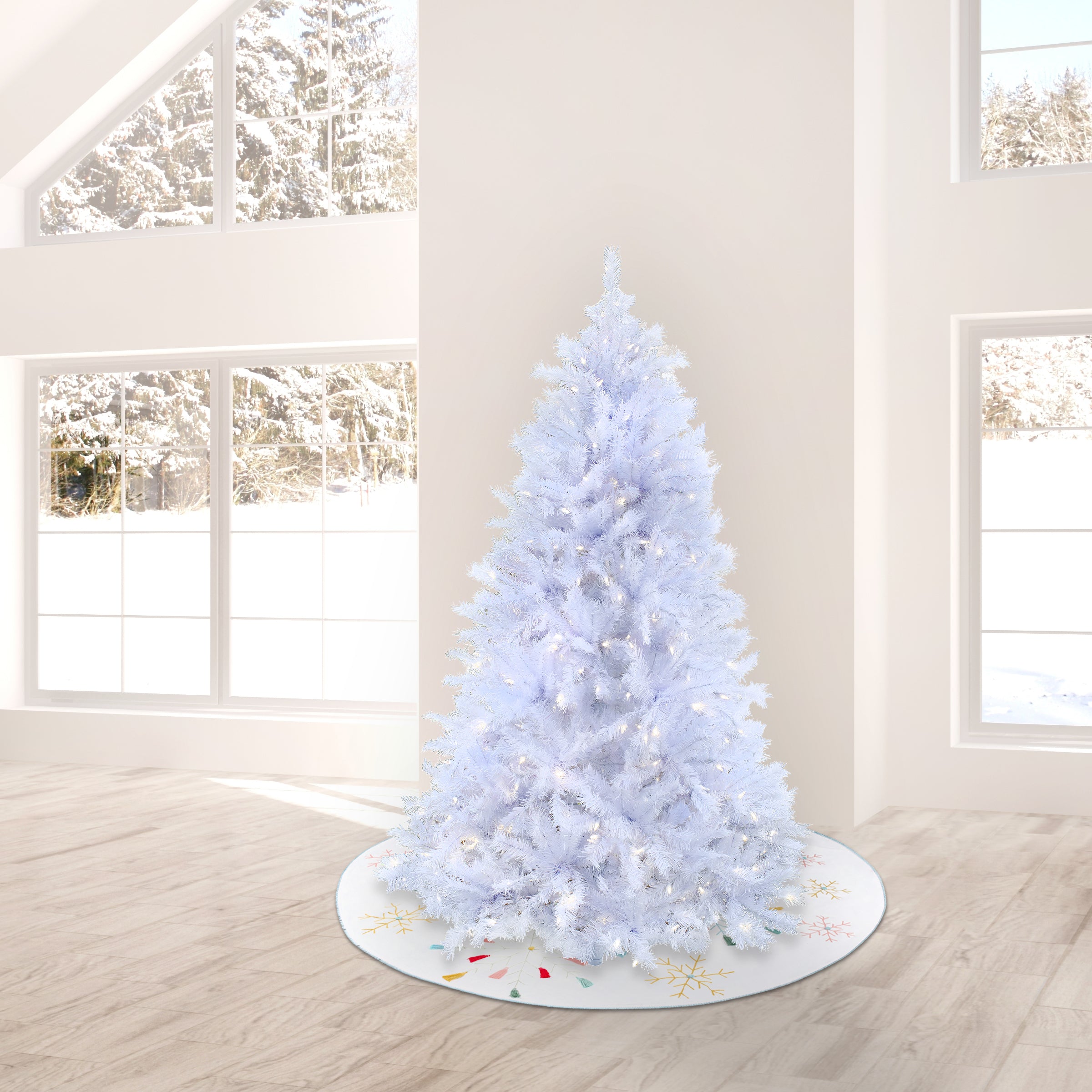 9 ft. Pre-Lit Millville White Tree with PowerConnect Warm White LED Lights