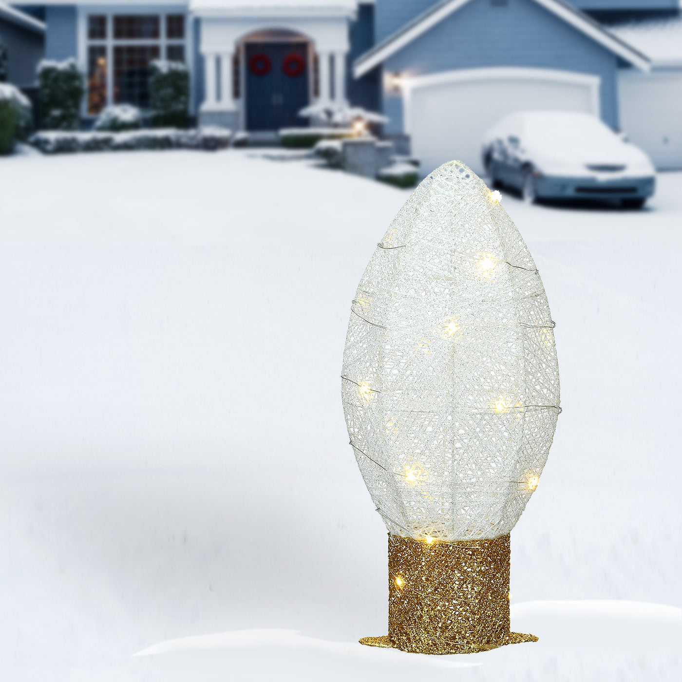 20 in. Pre-Lit White Christmas Light Bulb Decoration