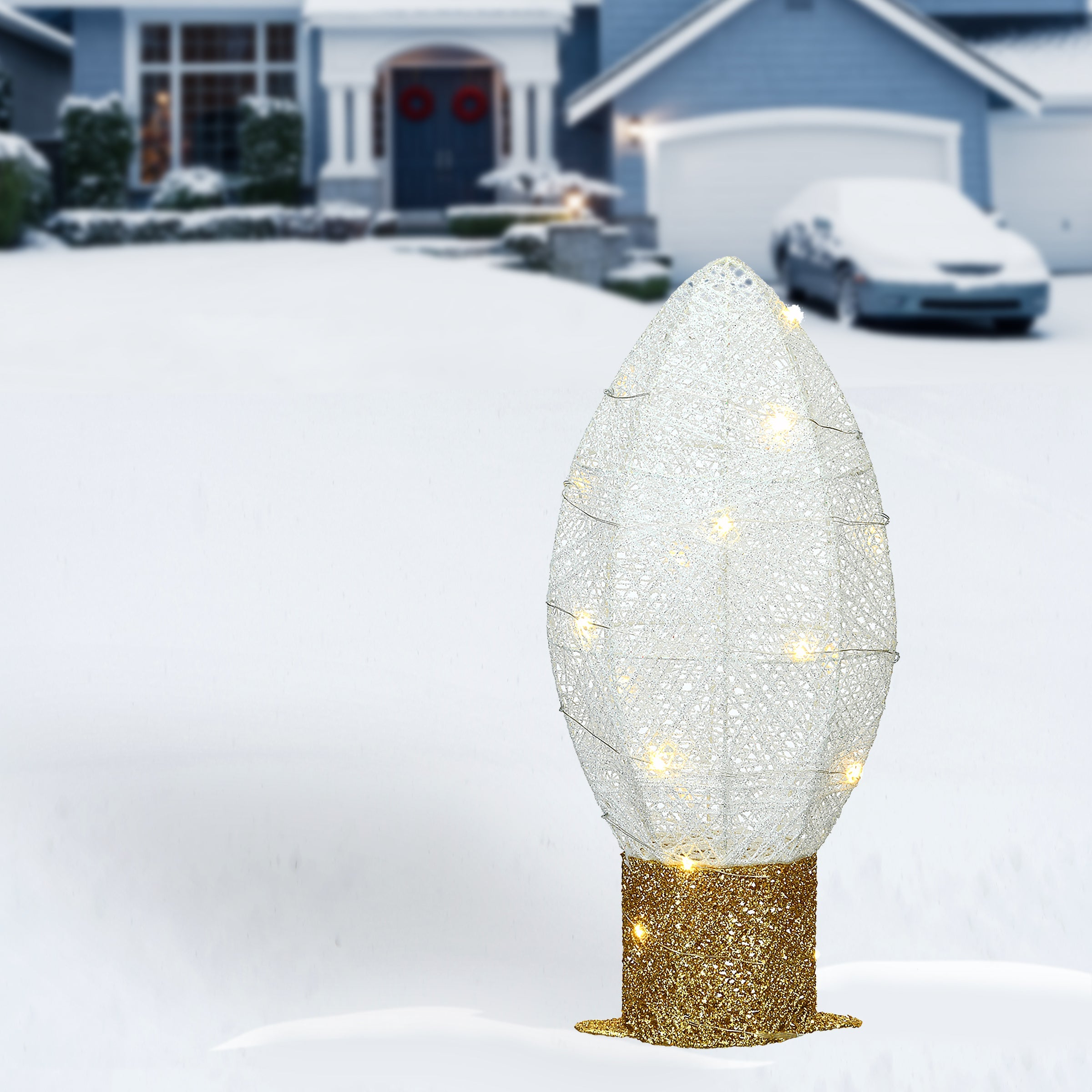 20 in. Pre-Lit White Christmas Light Bulb Decoration