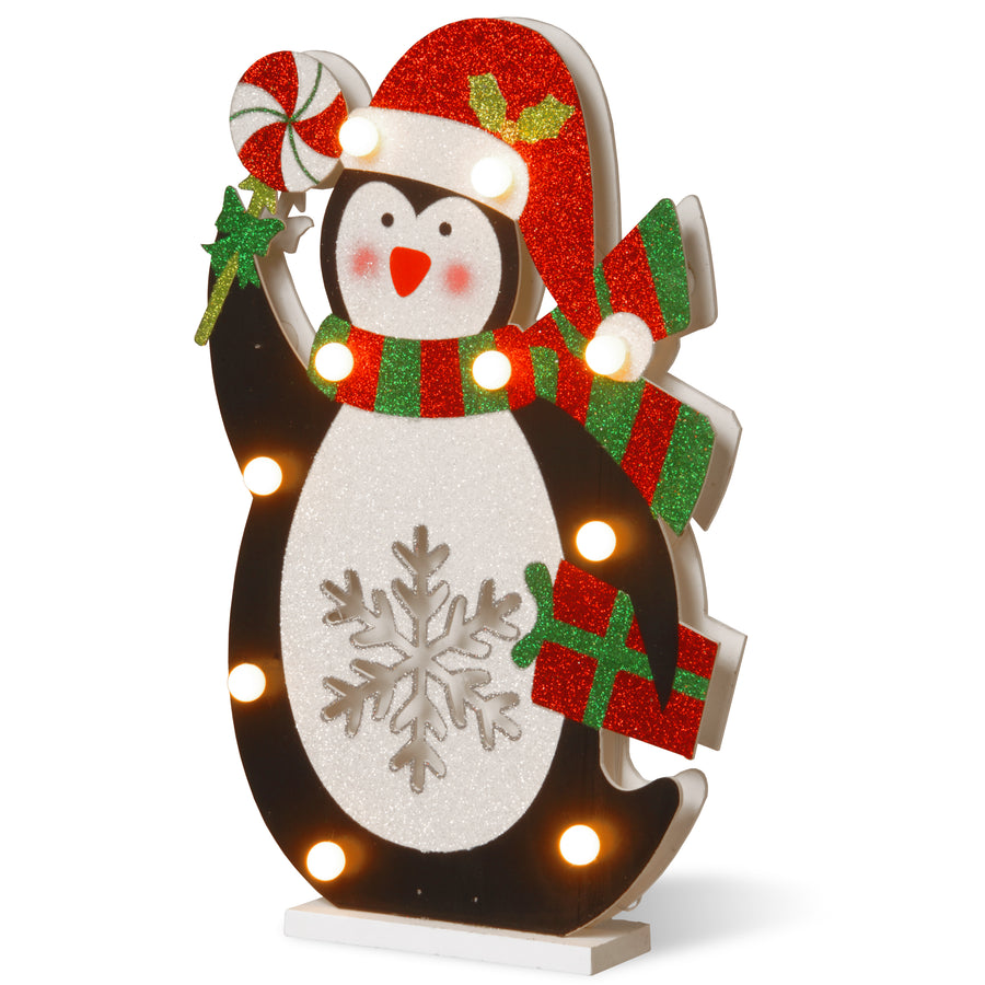 Pre-Lit 17" Wooden Penguin