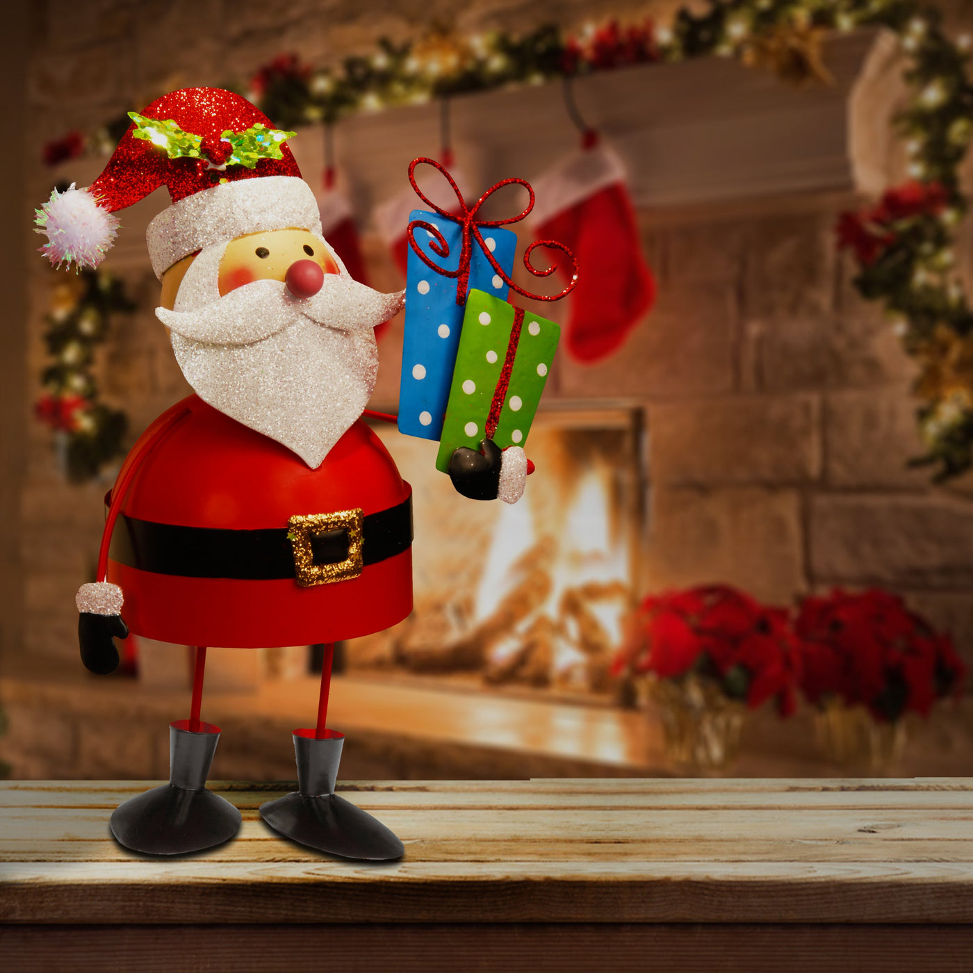 10 in. Metal Bobble Santa