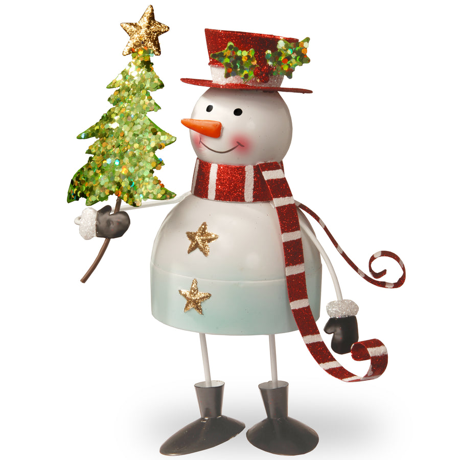 10" Metal Bobble Snowman