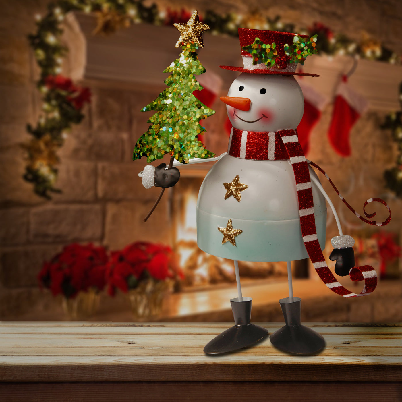 10 in. Metal Bobble Snowman