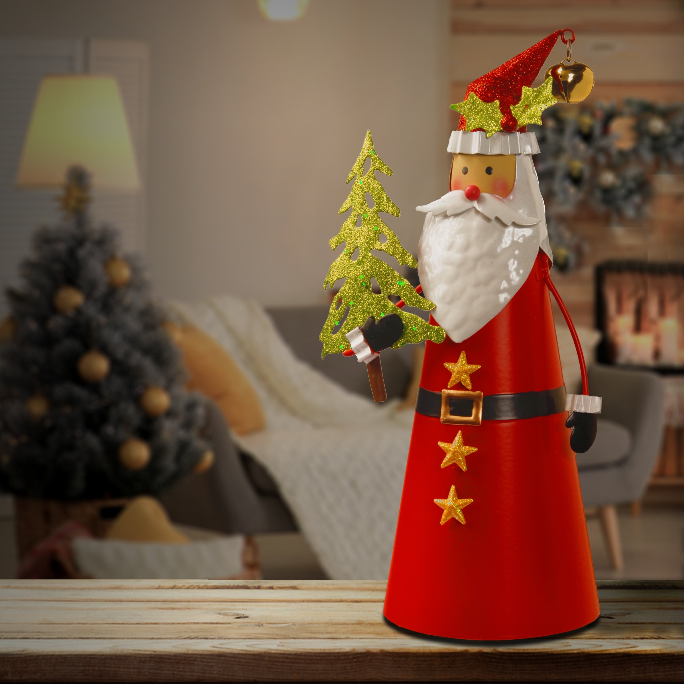 12 in. Metal Santa Character