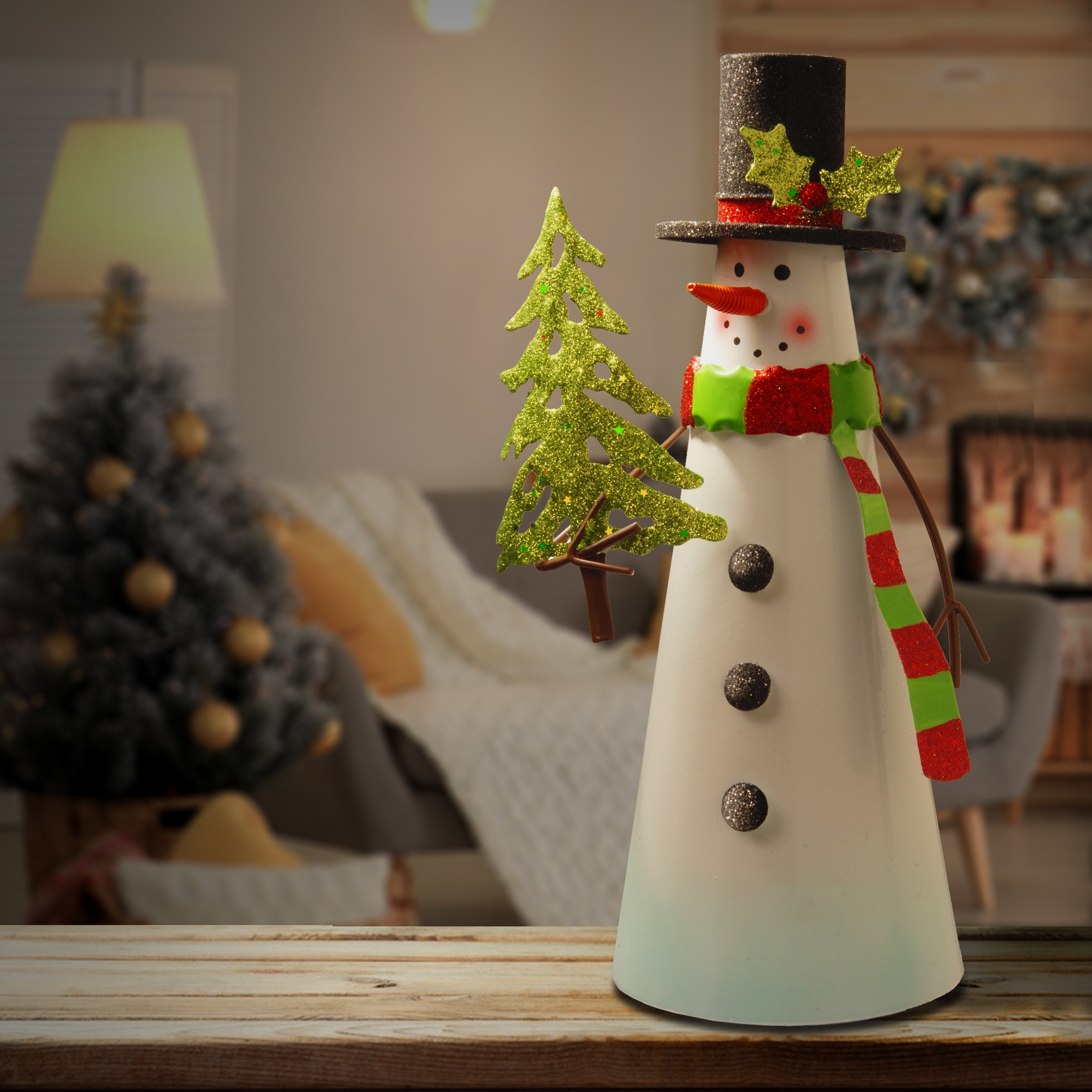 12 in. Metal Snowman Character