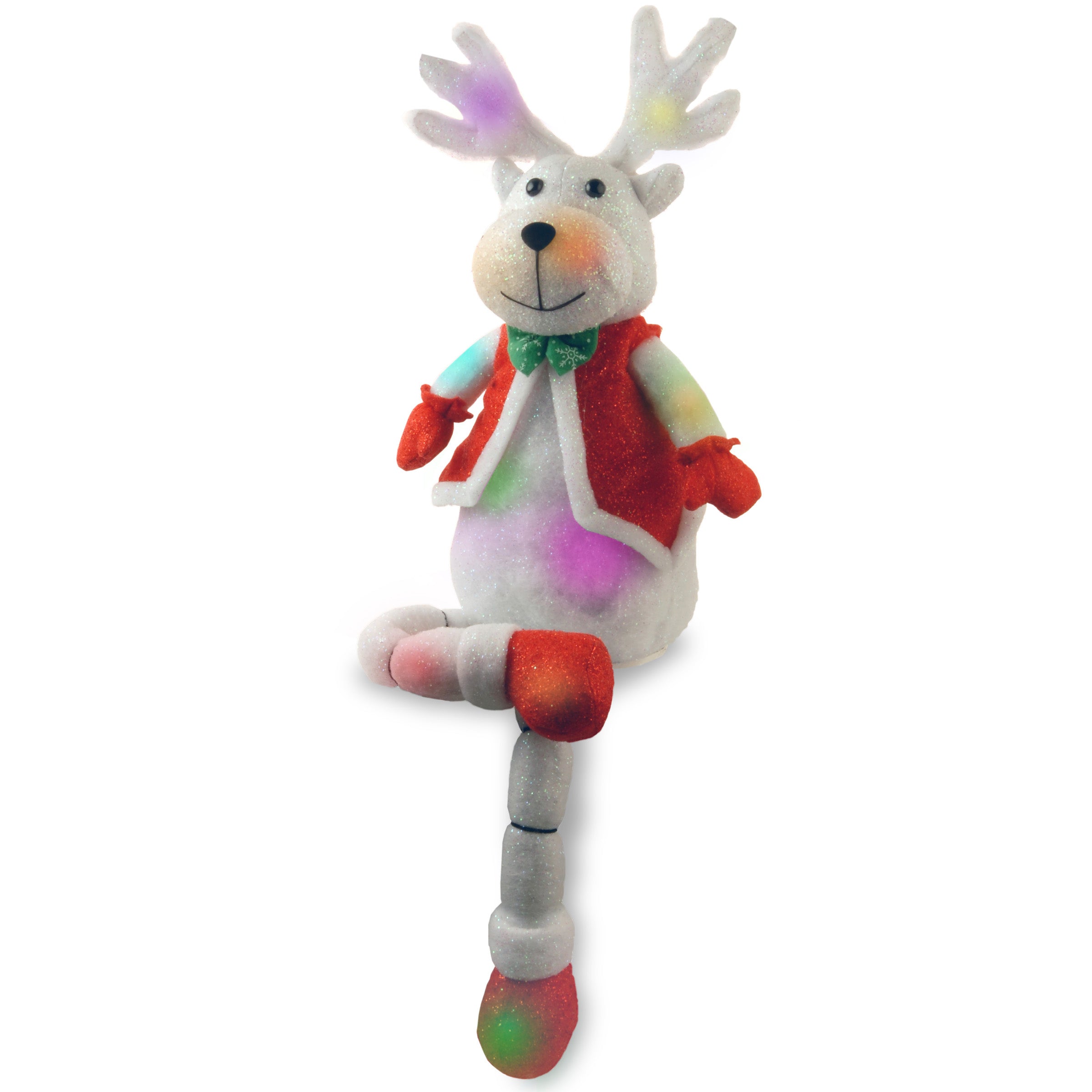 Pre-Lit 33" Cotton Reindeer with Battery Operated LED Lights