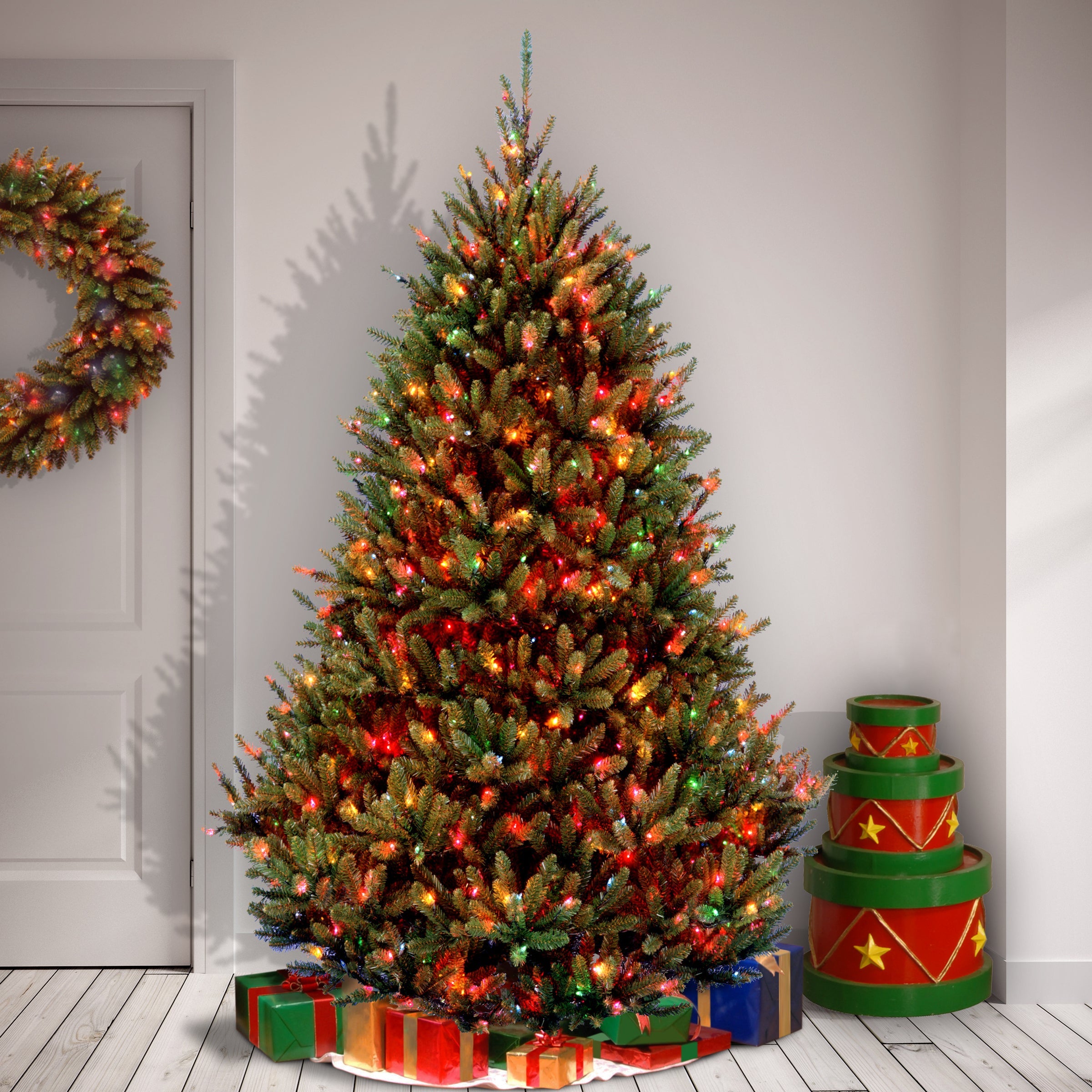 7.5 ft. Pre-Lit Natural Fraser Fir Tree with Multicolor Lights