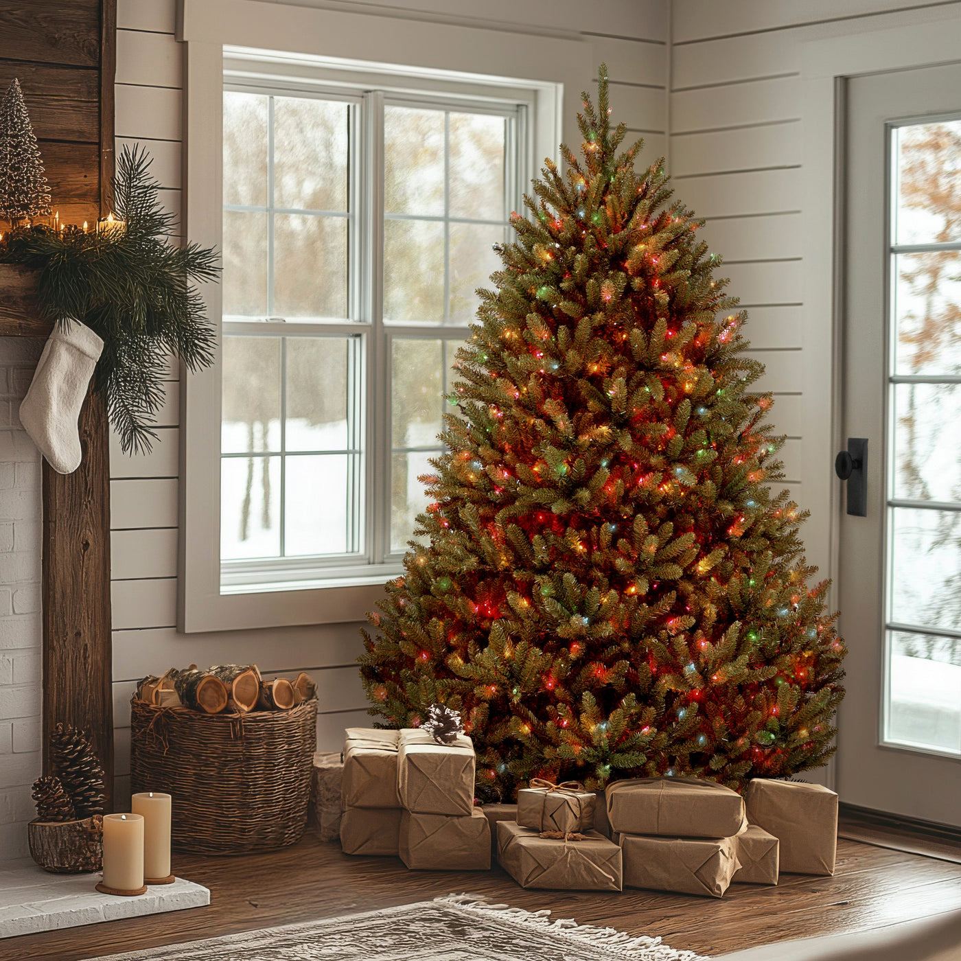 7.5 ft. Pre-Lit Natural Fraser Fir Tree with Multicolor Lights