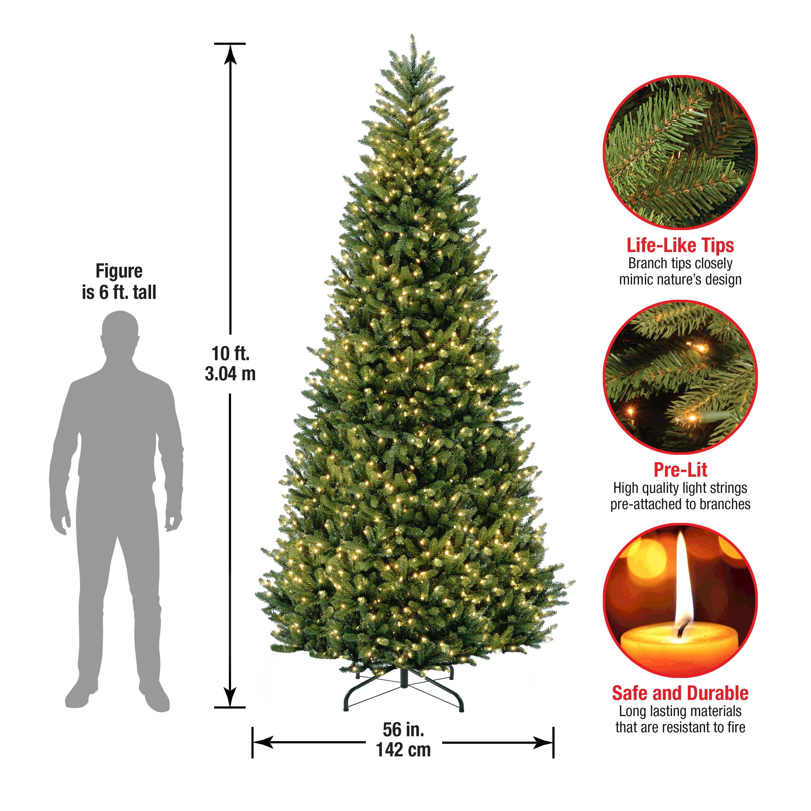 10 ft. Pre-Lit Natural Fraser Slim Fir Tree with Clear Lights
