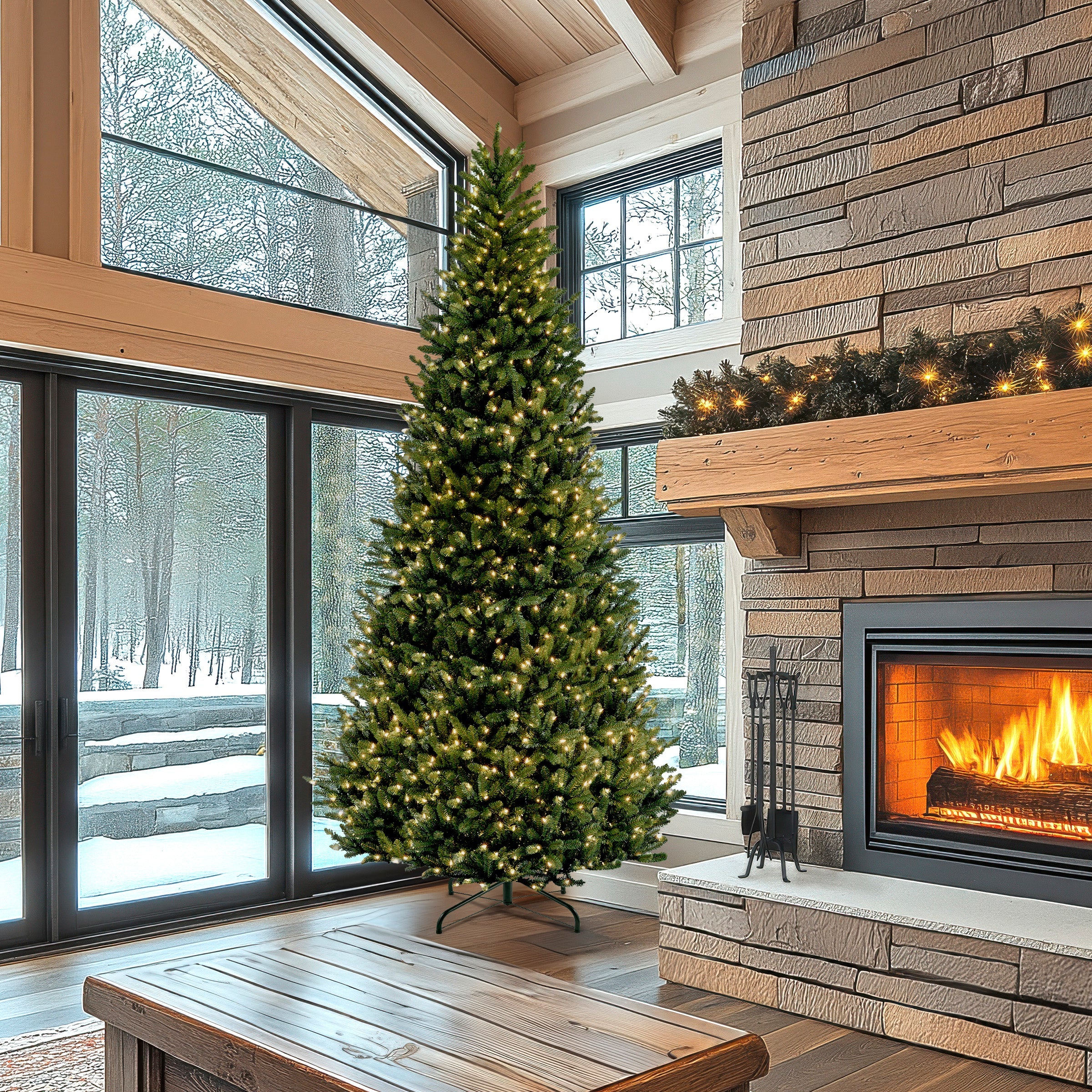 10 ft. Pre-Lit Natural Fraser Slim Fir Tree with Clear Lights