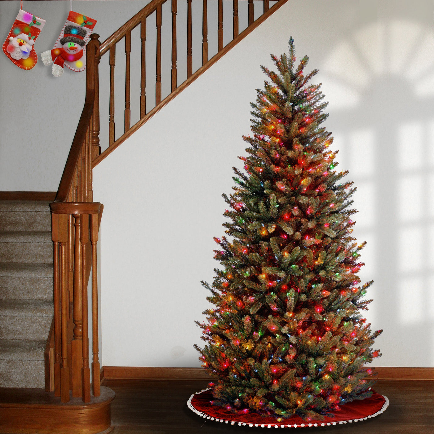 7 ft. Pre-Lit Natural Fraser Fir Slim Tree with Multicolor Lights