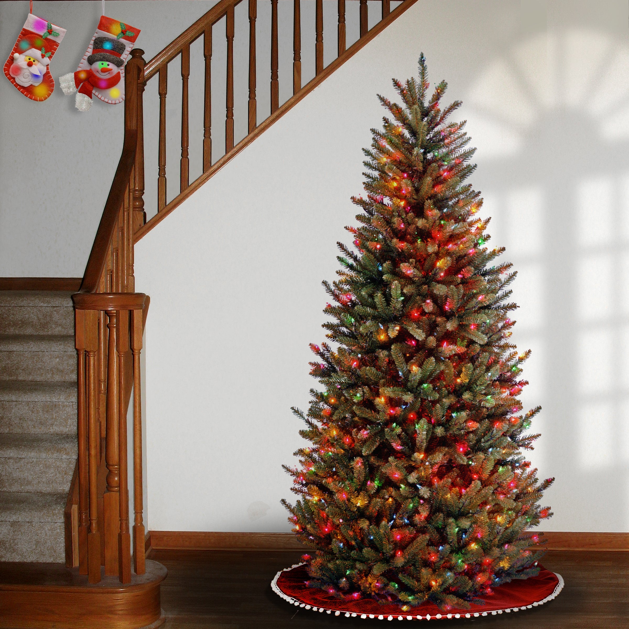 7 ft. Pre-Lit Natural Fraser Fir Slim Tree with Multicolor Lights