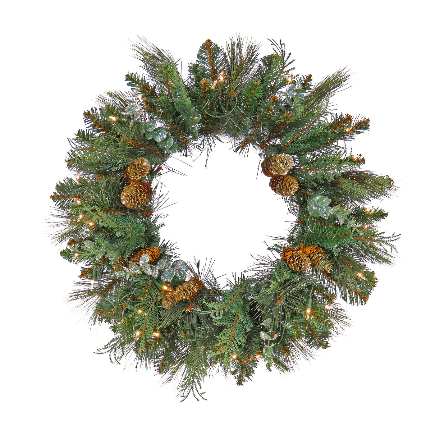 24 in. Pre-Lit North Conway Wreath with Clear Lights